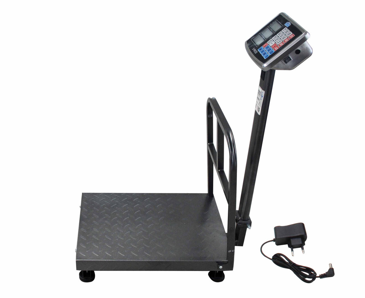 Bilancia digitale professionale 300 kg, elettronica a piattaforma con display LCD e tastiera, ampia pedana, per magazzino, deposito, negozio e pacchi 40x50cm Satra