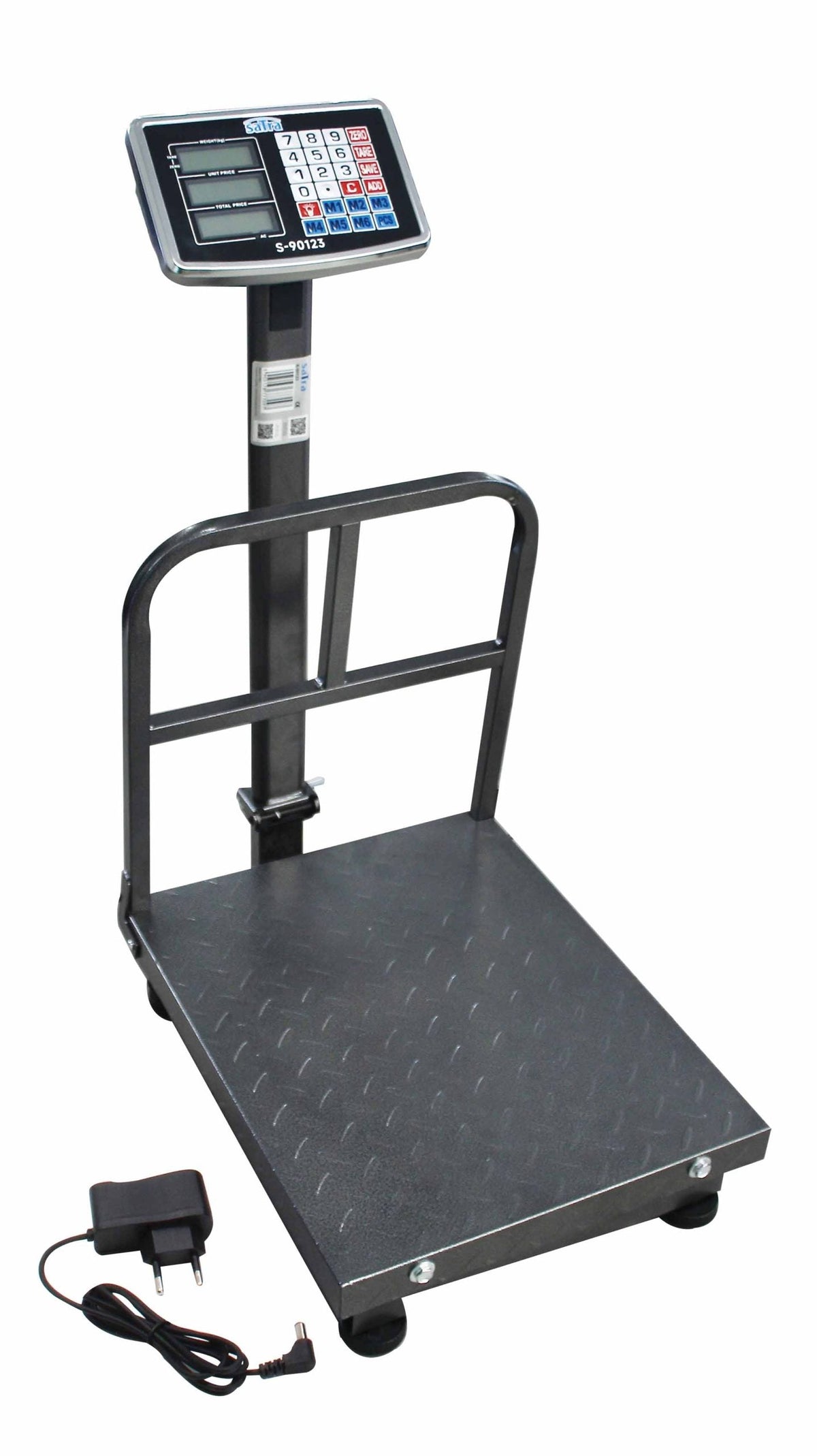 Bilancia digitale professionale 300 kg, elettronica a piattaforma con display LCD e tastiera, ampia pedana, per magazzino, deposito, negozio e pacchi 40x50cm Satra