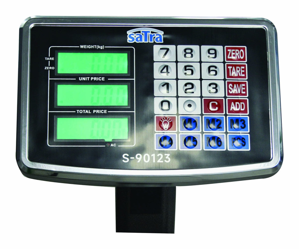 Bilancia digitale professionale 300 kg, elettronica a piattaforma con display LCD e tastiera, ampia pedana, per magazzino, deposito, negozio e pacchi 40x50cm Satra