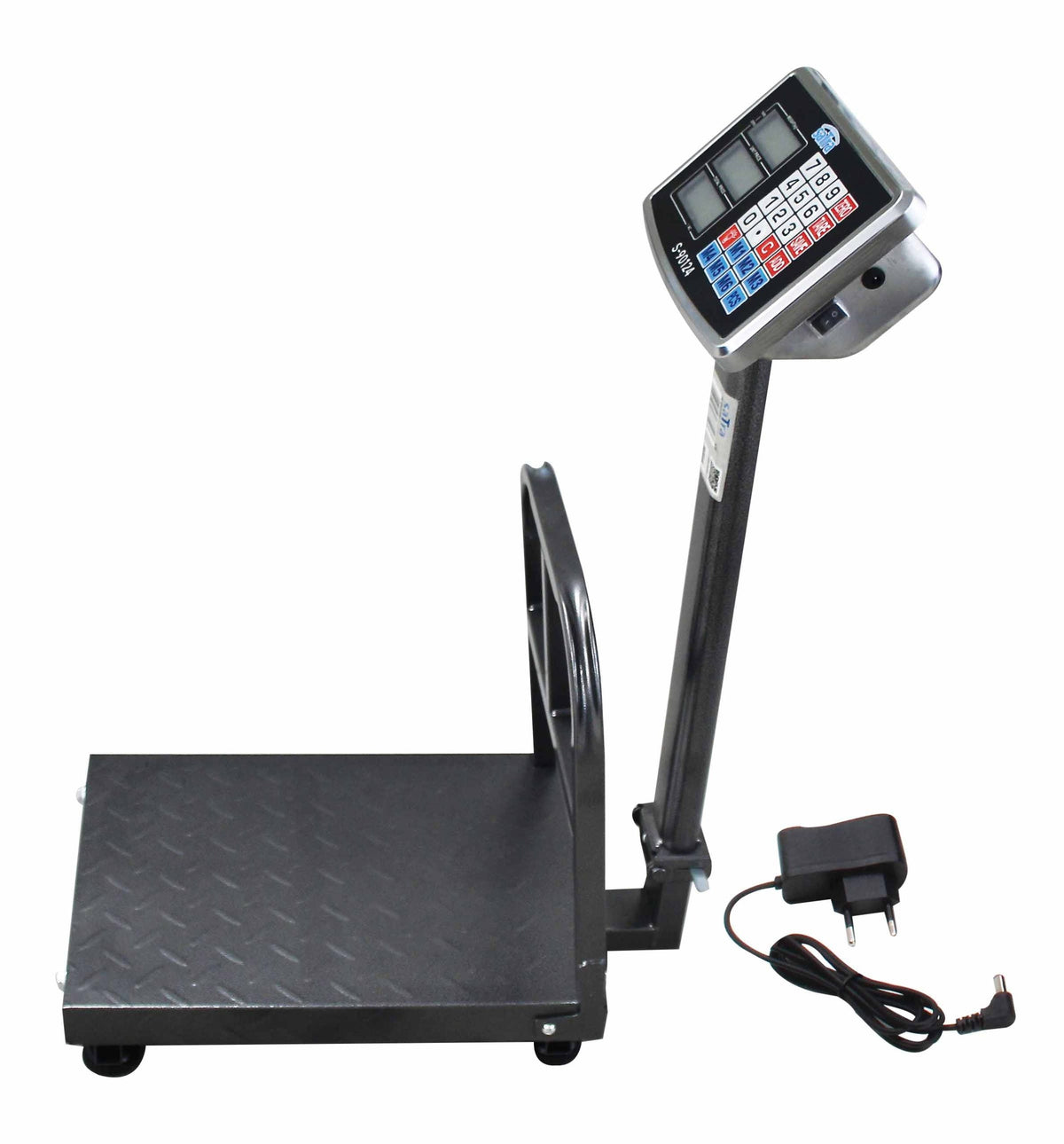 Bilancia digitale professionale 150 kg,pieghevole, elettronica a piattaforma con display LCD e tastiera, ampia pedana, per magazzino, deposito, negozio e pacchi 40x30cm Satra