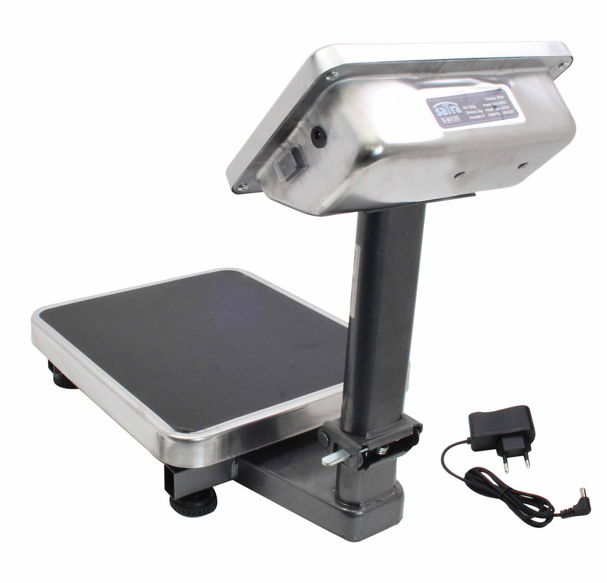 Bilancia digitale professionale 60 kg,pieghevole, elettronica a piattaforma con display LCD e tastiera, ampia pedana, per magazzino, deposito, negozio e pacchi 34x30cm Satra