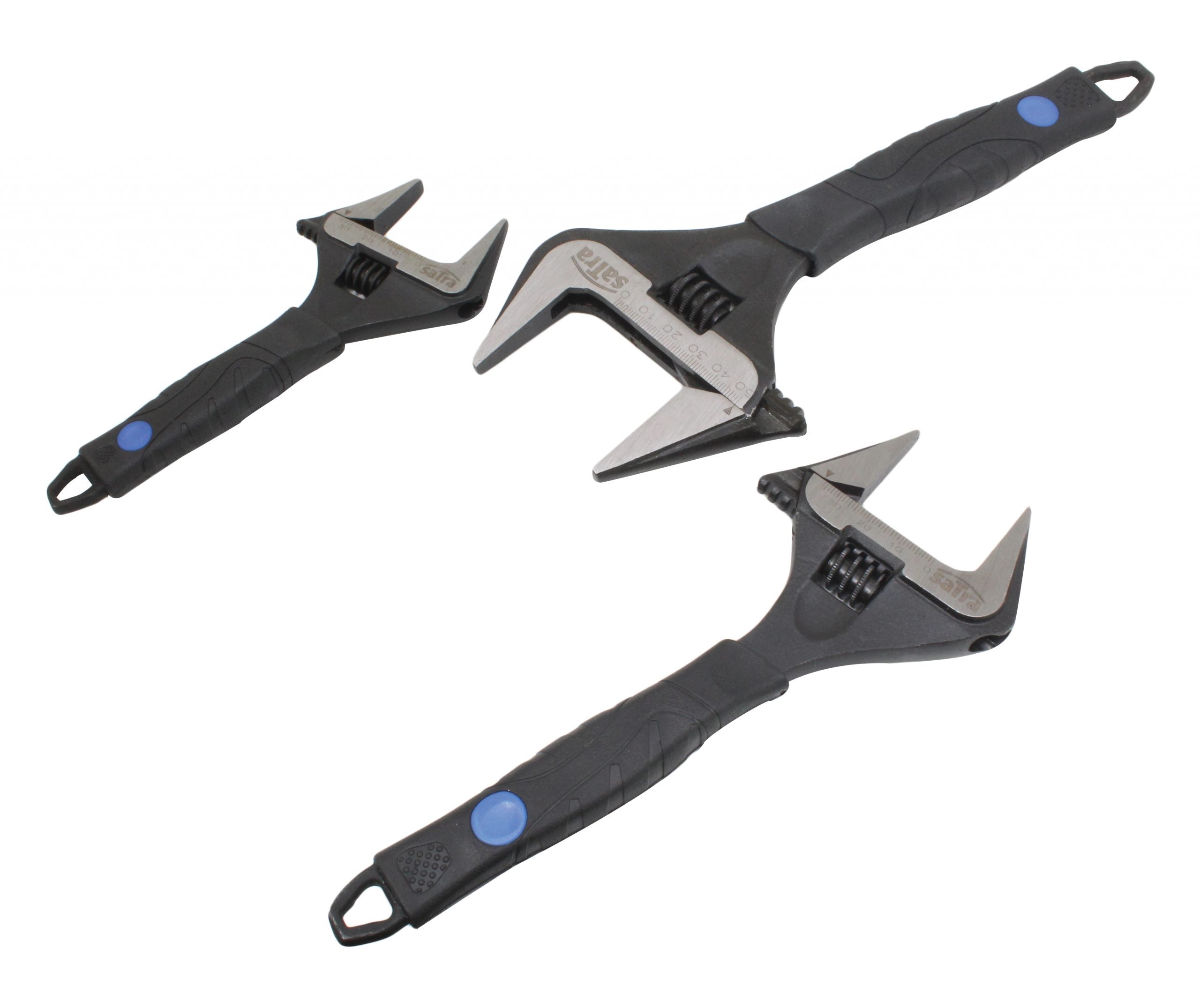 Set di chiavi regolabili 3 pezzi, chiave a rullino 150, 200, 250mm, chiave inglese regolabile a bocca larga, con impugnatura ergonomica, ampia apertura (32/42/55 mm), acciaio Cr-V