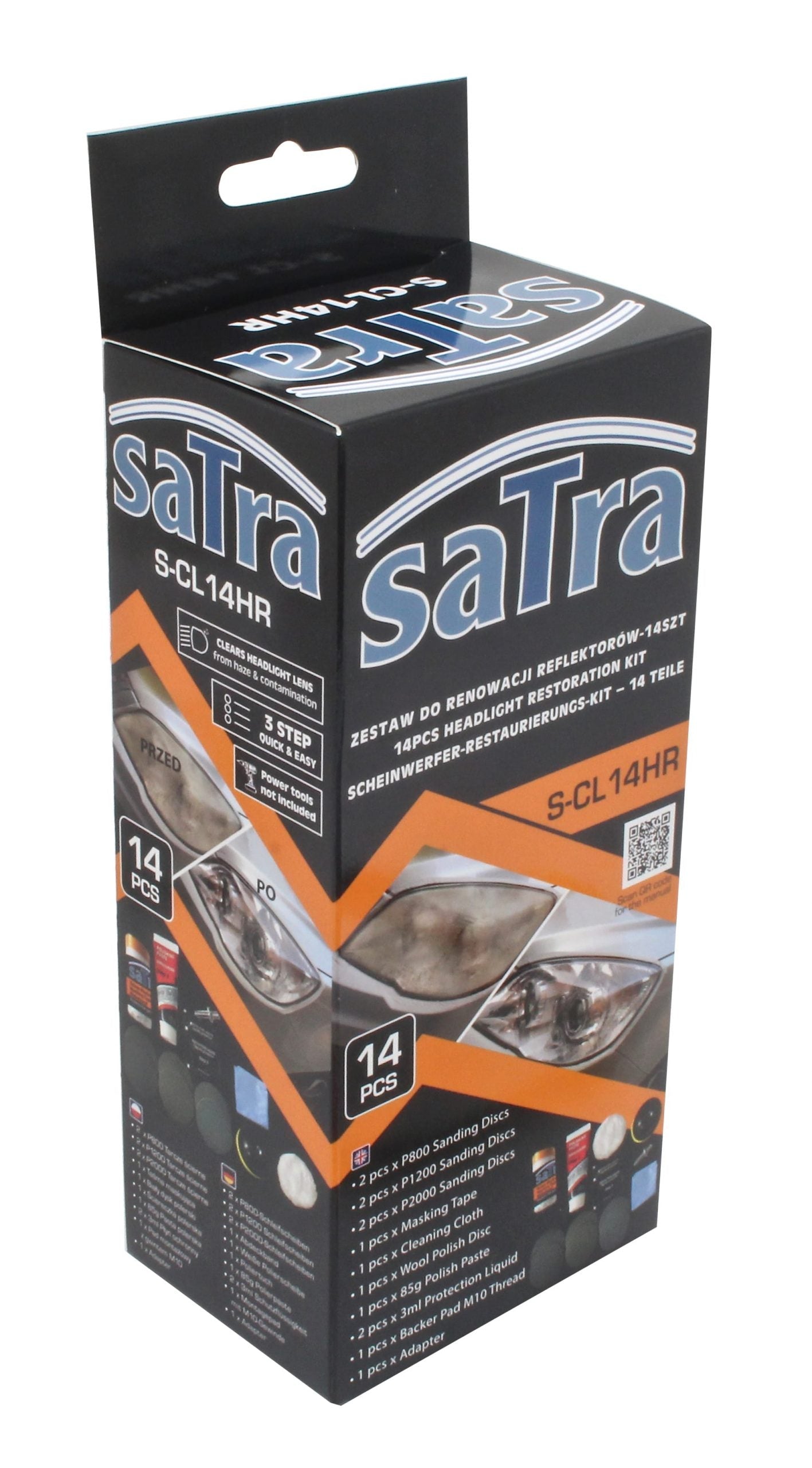 Kit di restauro fari ultra, con dischi abrasivi, pasta lucidante, vernice protettiva UV, 14 pezzi