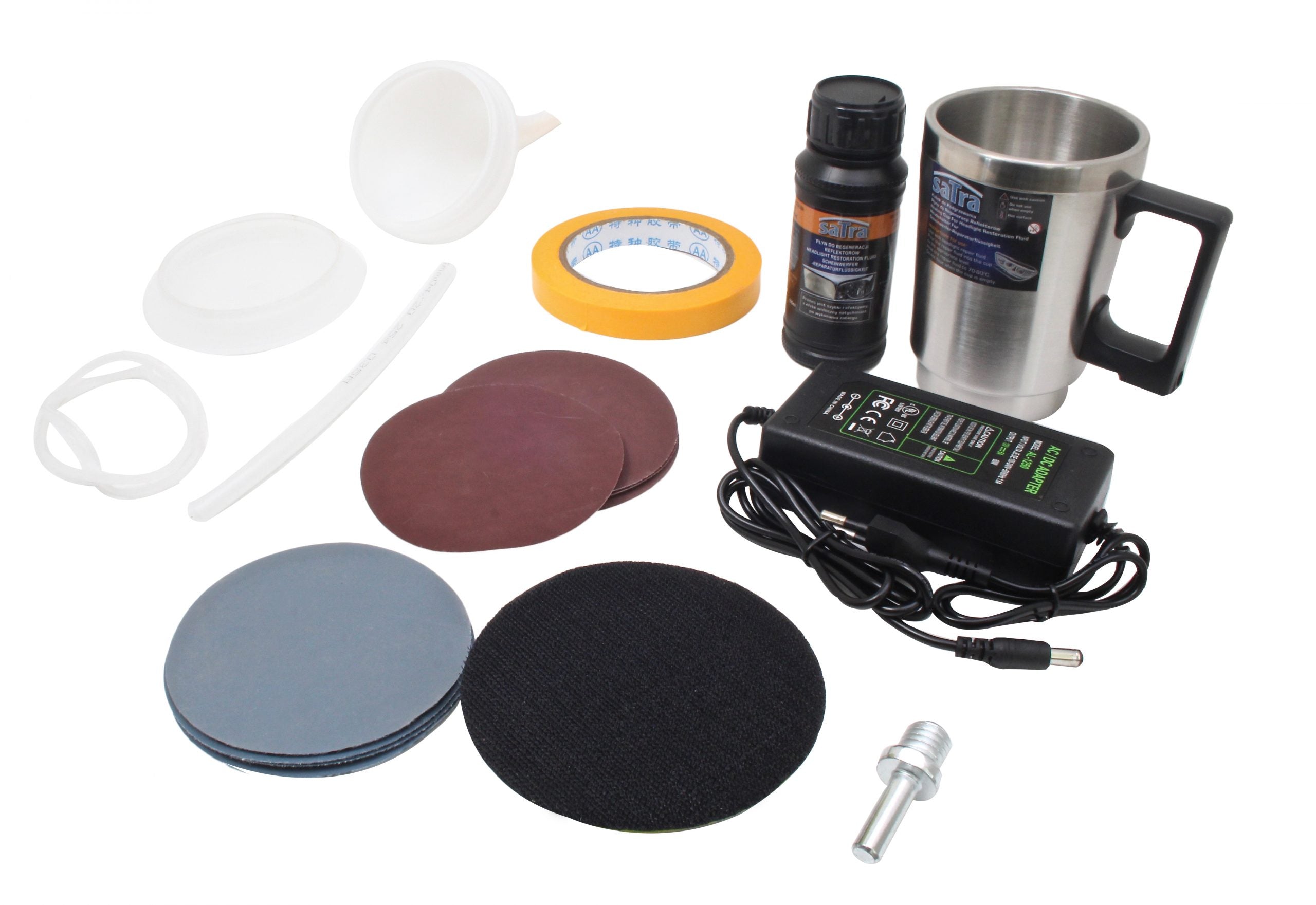 Rinnova fari auto, polimero fari kit, lucida fari auto, per riparazione ingiallimento/graffio/sfocatura/ossidazione, kit di riparazione per ottiche di fari, 23 pezzi Satra