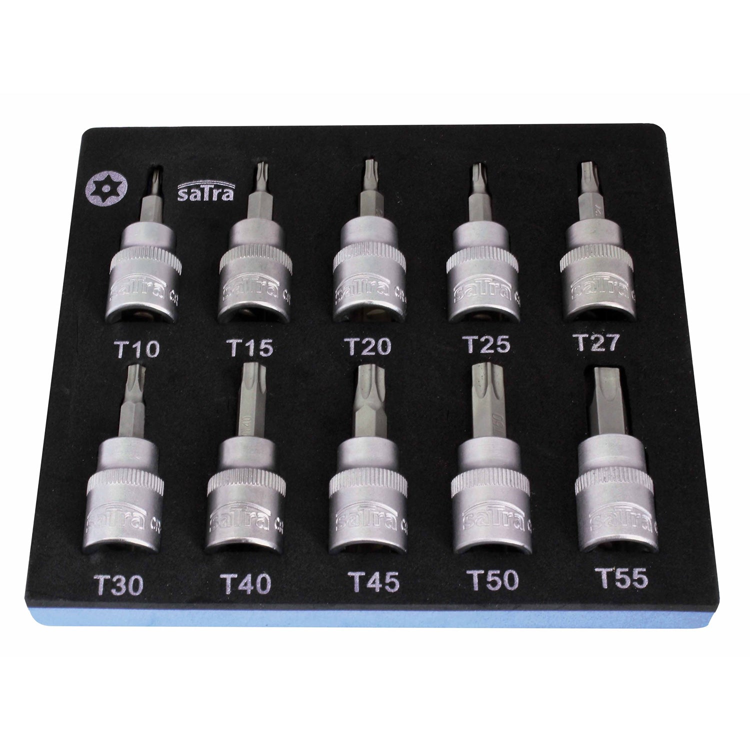 Set di inserti bit Torx, con inserto in schiuma per carrello portautensili, schiuma espansa, schiuma a forma di cubo, modulo per carrelli porta attrezzi, Torx 3/8" T10-T55 lunghezza 50 mm