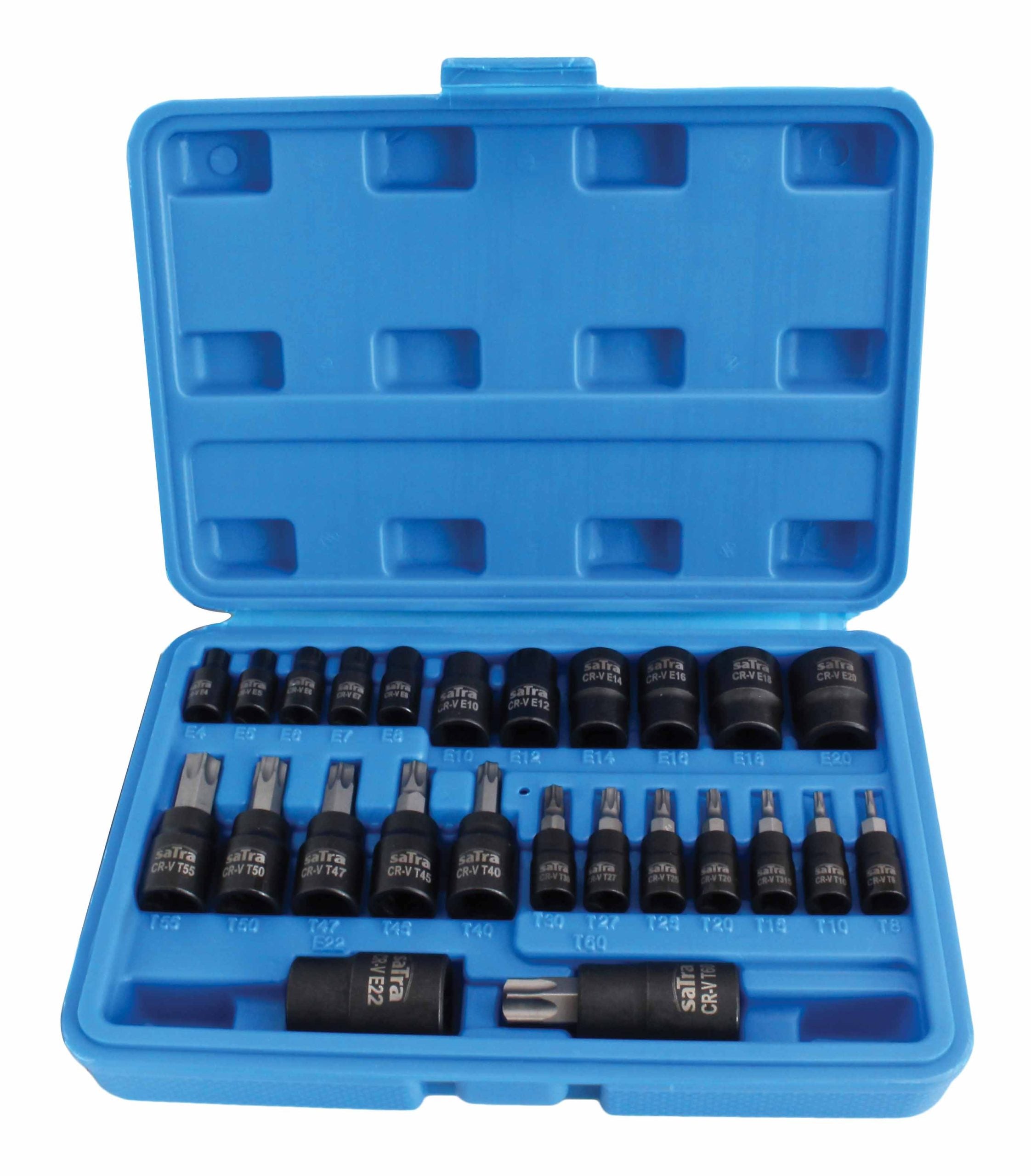 Set di 25 chiavi a bussola Torx E4-E20 T8-T60, inserti per chiave a bussole con punta, cassetta attrezzi