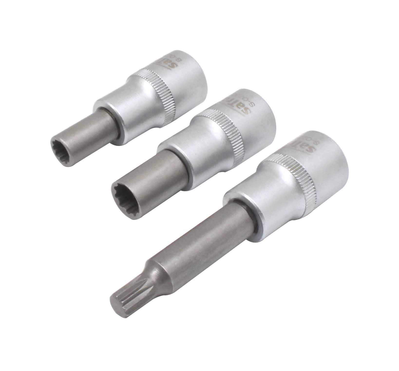 Set chiavi a bussola 3pcs professionali in acciaio Cr-V, esagonali 1/2", ideali per riparazioni auto e moto, robuste e di precisione