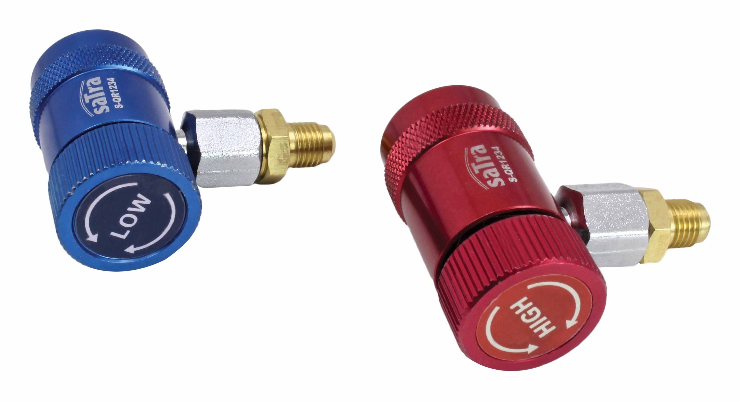 Attacco rapido 90° alta pressione con rubinetto gas, attacco rapido AC R1234YF regolabile raccordi di ricarica CA collegare l'adattatore, kit di conversione aria condizionata per auto HVAC 1/4 " SAE alta e bassa pressione