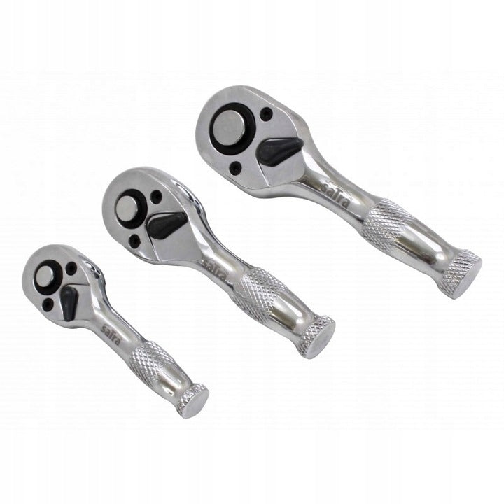 Mini cricchetto, chiave a cricchetto corto, set di 3 mini cricchetti reversibili da 1/4", 3/8" e 1/2", chiave a cricchetto a 72 denti