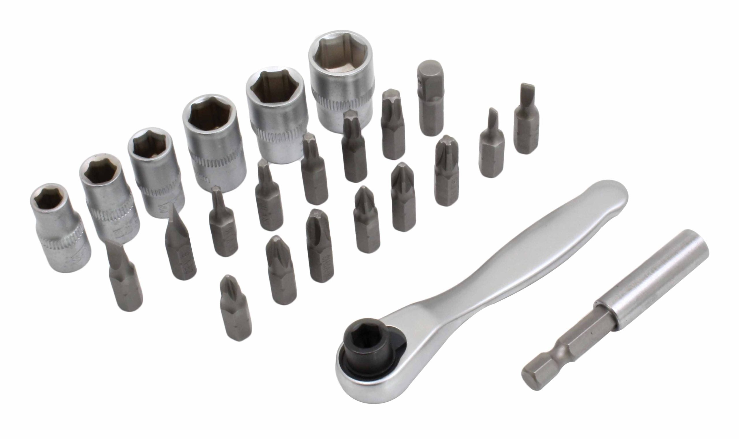Kit chiave a cricchetto quadrata con attacco 1/4" pollice con bussole e inserti, 24 pezzi, prolunga da 60 mm