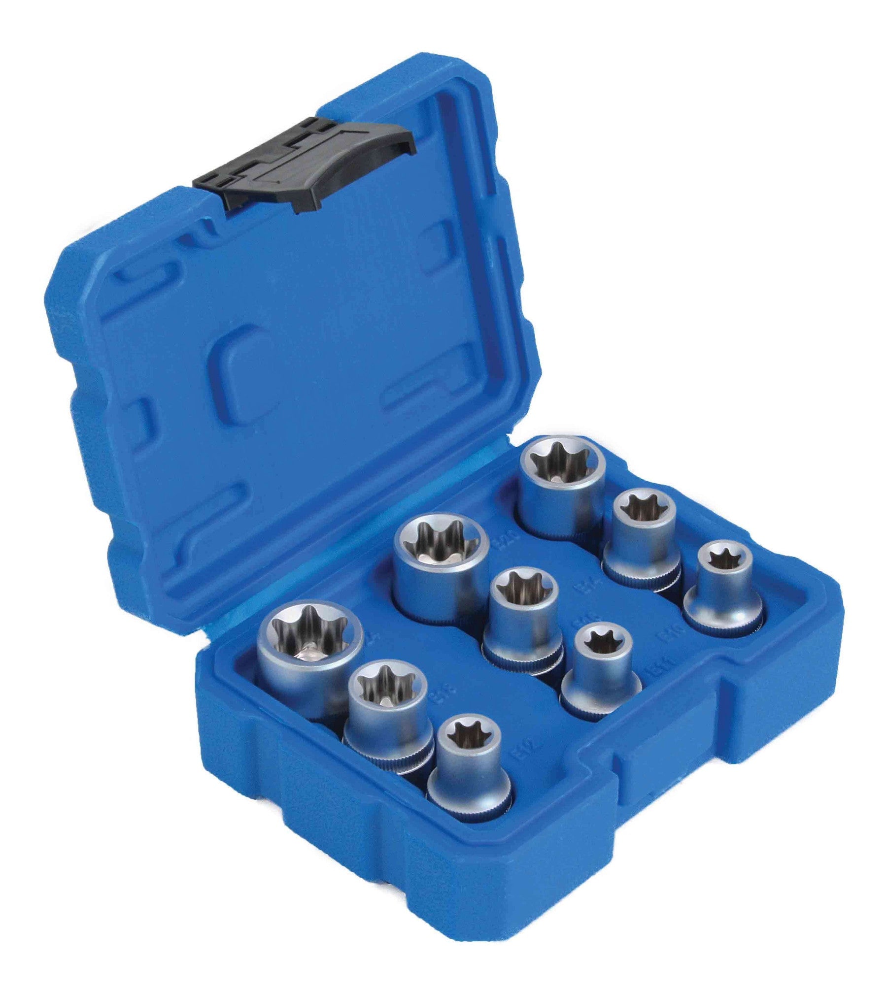 Set chiavi a bussola Torx da E10-E24, 9pz, 1/2", set di bussole E-Trx