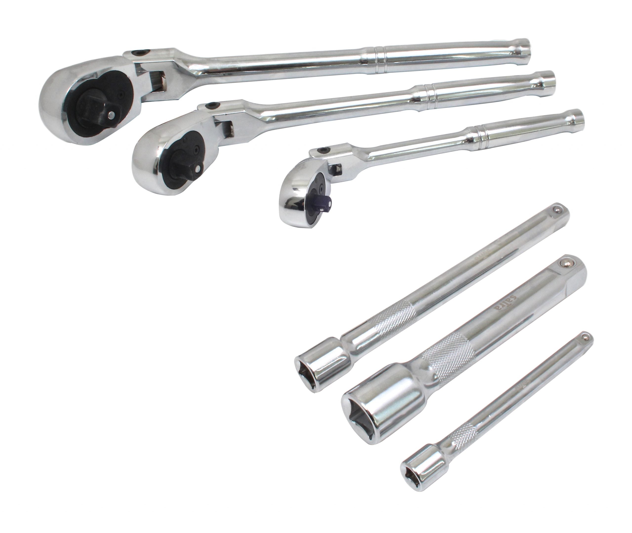 Set cricchetti, chiavi a cricchetto con 1/2", 1/4", 3/8", in Cr-V, con prolunghe, con testa snodata 180°, set di attrezzi per meccanica