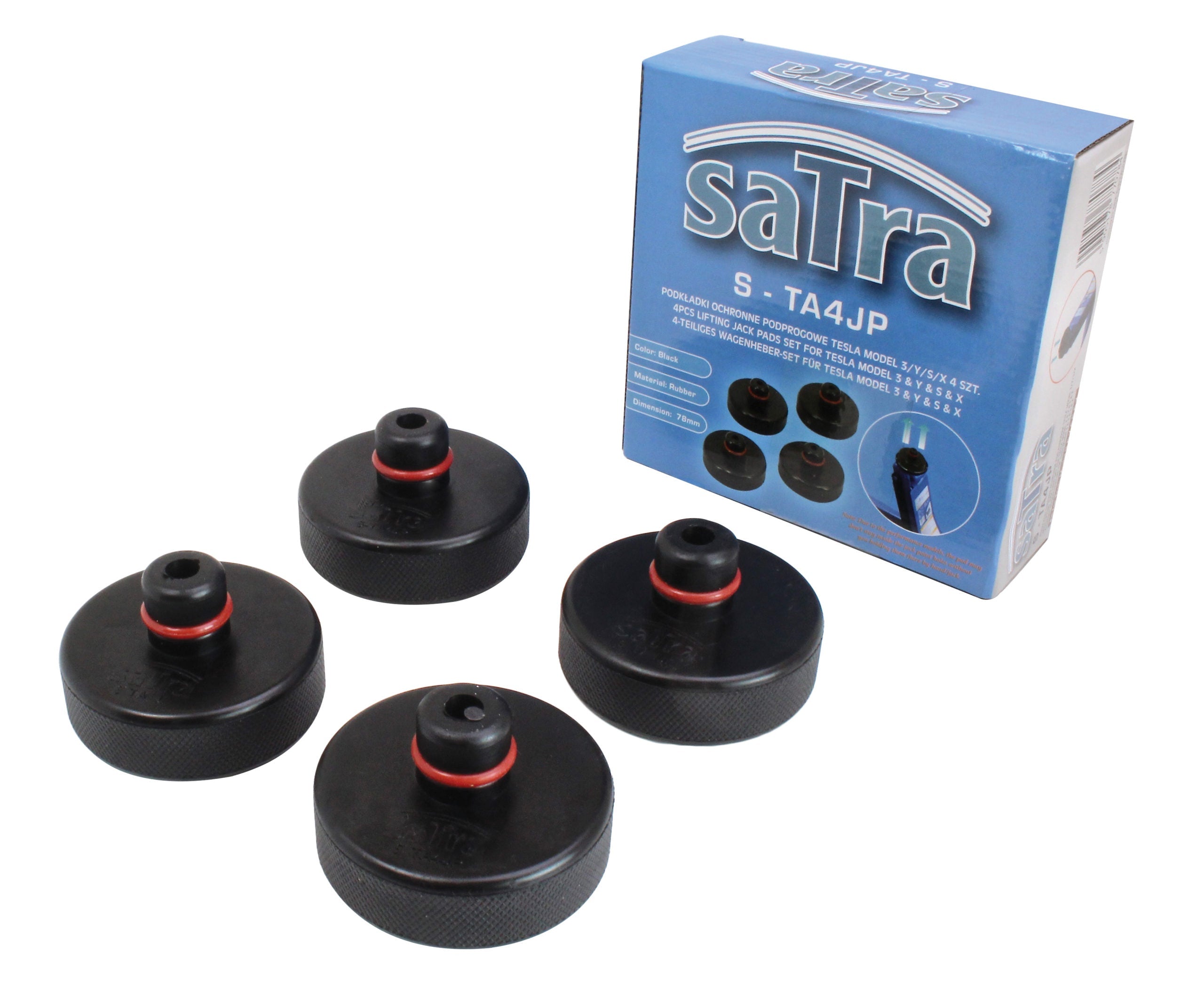 Set di tampone in gomma per cric compatibili con Tesla model 3 / S/X/Y, 4 tampone sollevamento con scatola di immagazzinaggio, accessori per veicoli Tesla, 78 mm