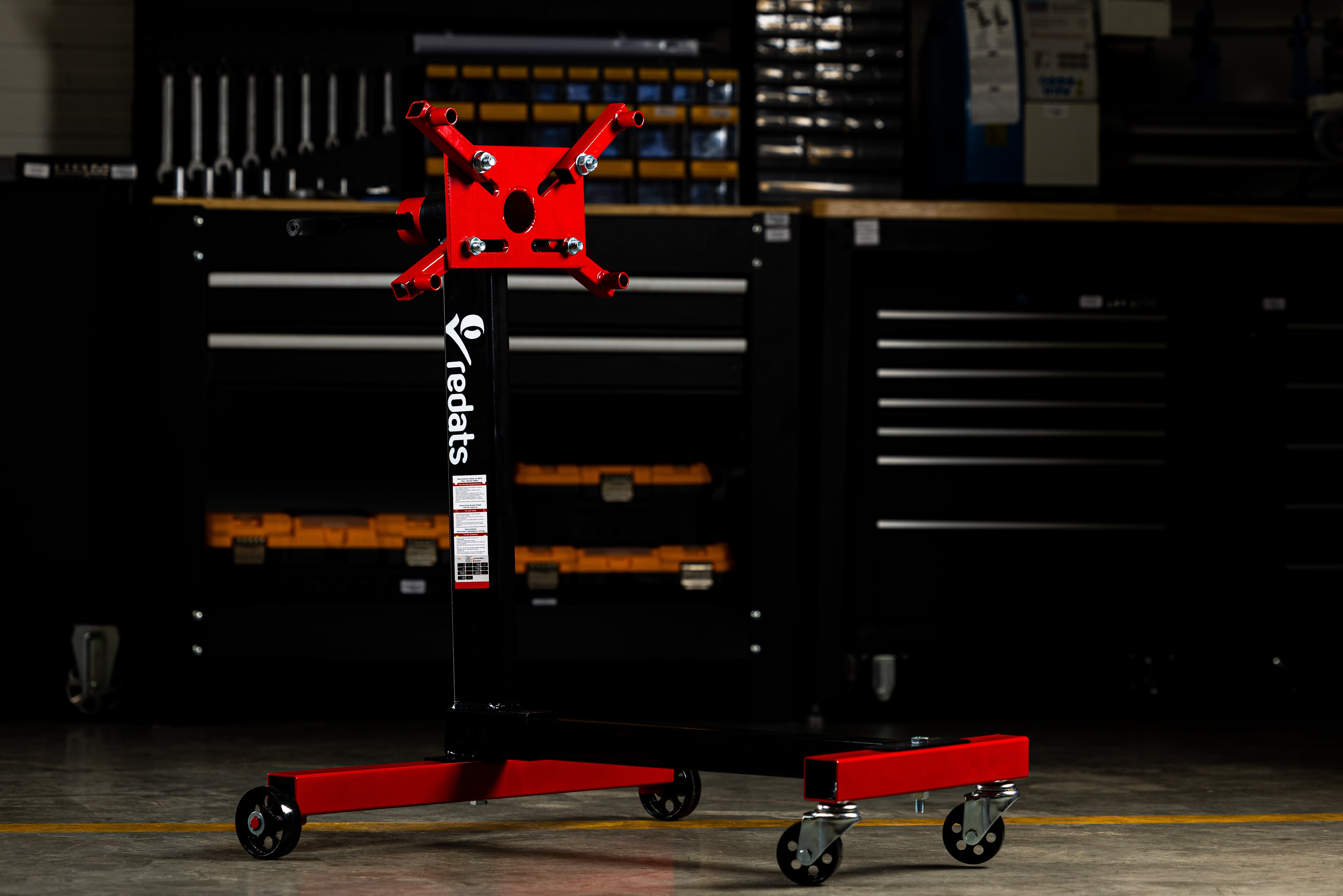 Cavalletto per motore supporto sostegno motore 450 kg, rotante, esta regolabile 360°, 4 ruote, manutenzione veicoli, Redats