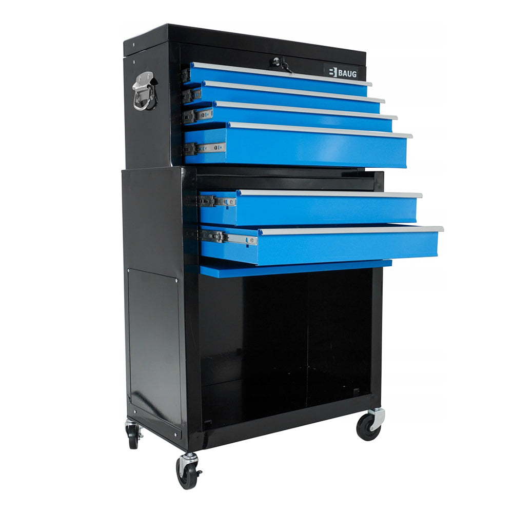 Carrello-armadietto metallico portautensili porta attrezzi multifunzione 2 pezzi-doppio con 6 cassetti e ruote mobile Baug organizzatore per officina garage