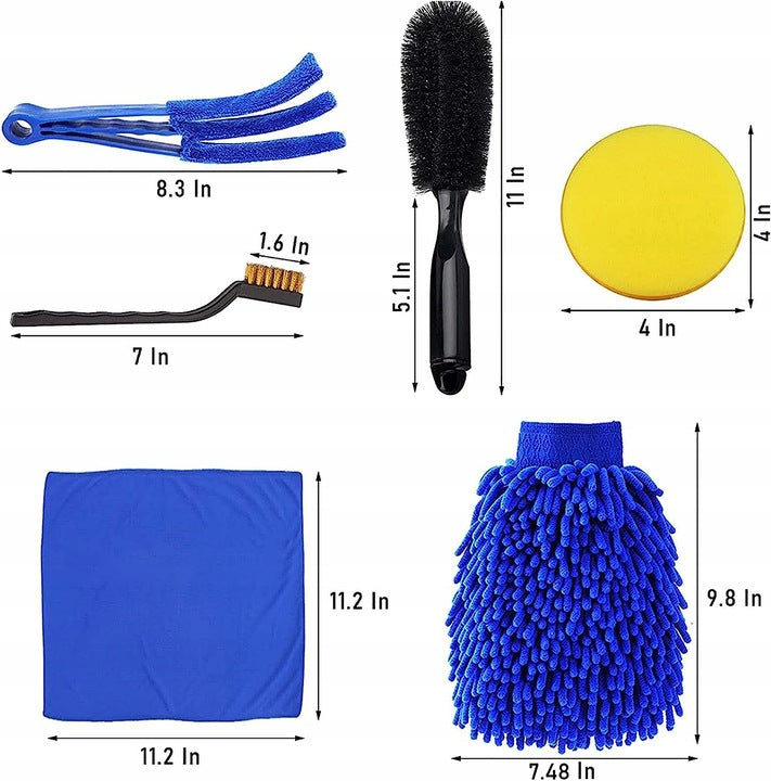 Spazzola di pulizia auto interno esterno, spazzola per dettagli, detailing brush set, pulizia delicata e facile - per cerchi, interni auto, motore, scarico, sedili, 15 pezzi