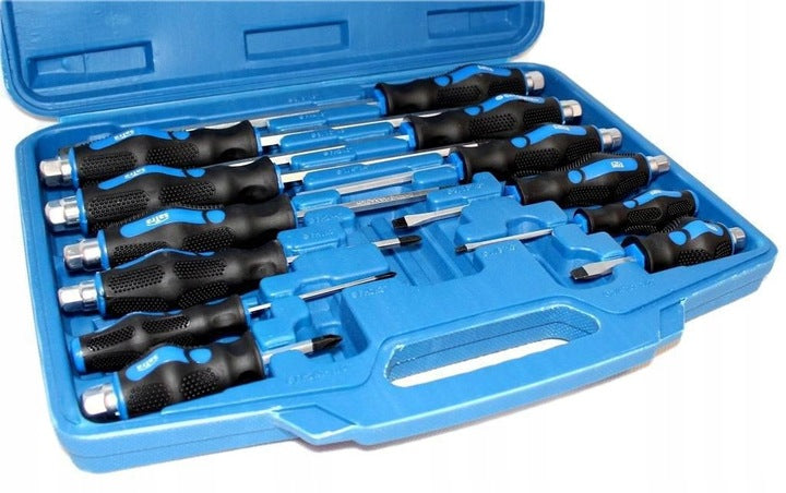 Set cacciaviti professionali - 12 pezzi con comoda impugnatura, teste piatte - giraviti di precisione