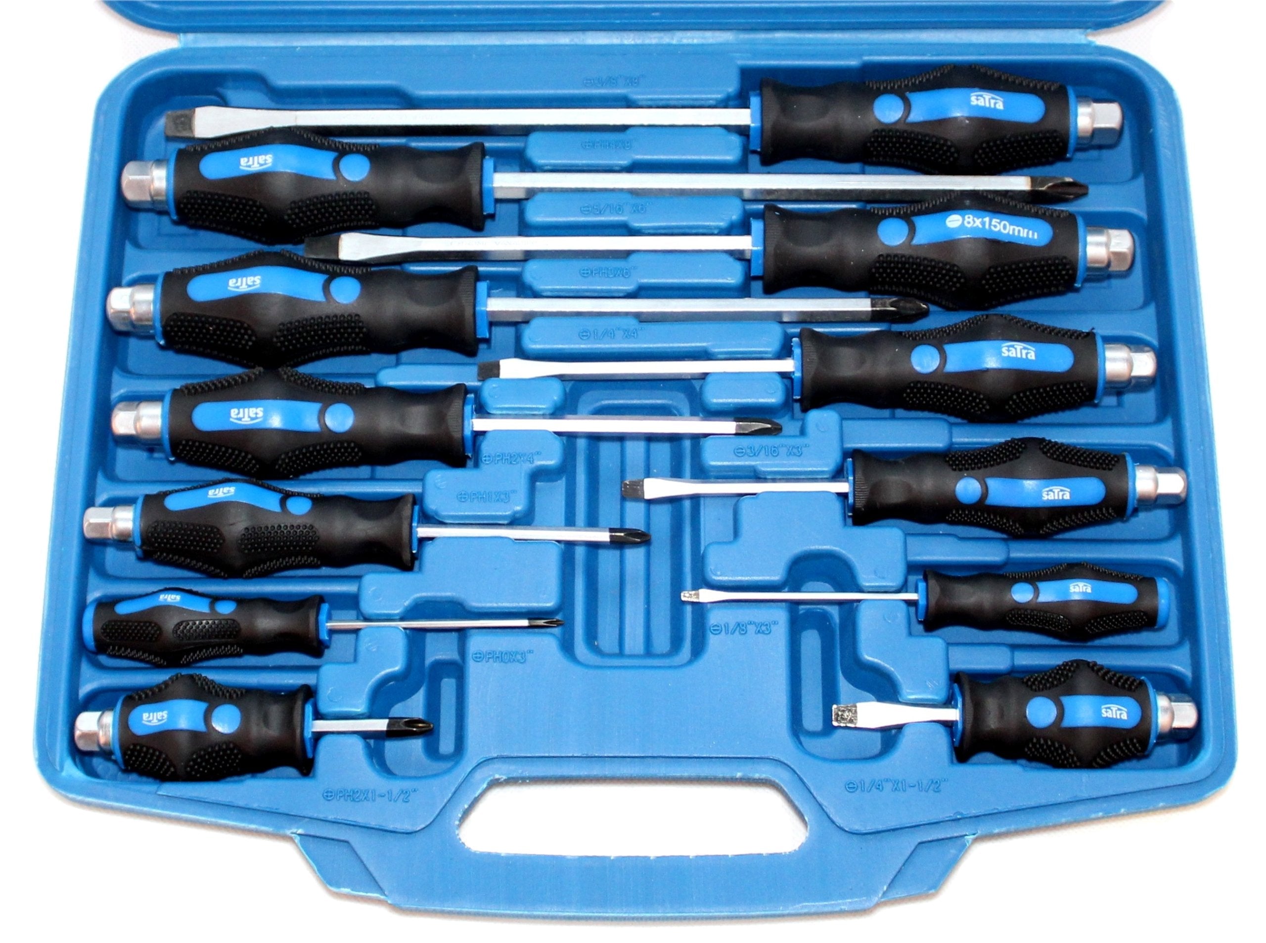 Set cacciaviti professionali - 12 pezzi con comoda impugnatura, teste piatte - giraviti di precisione