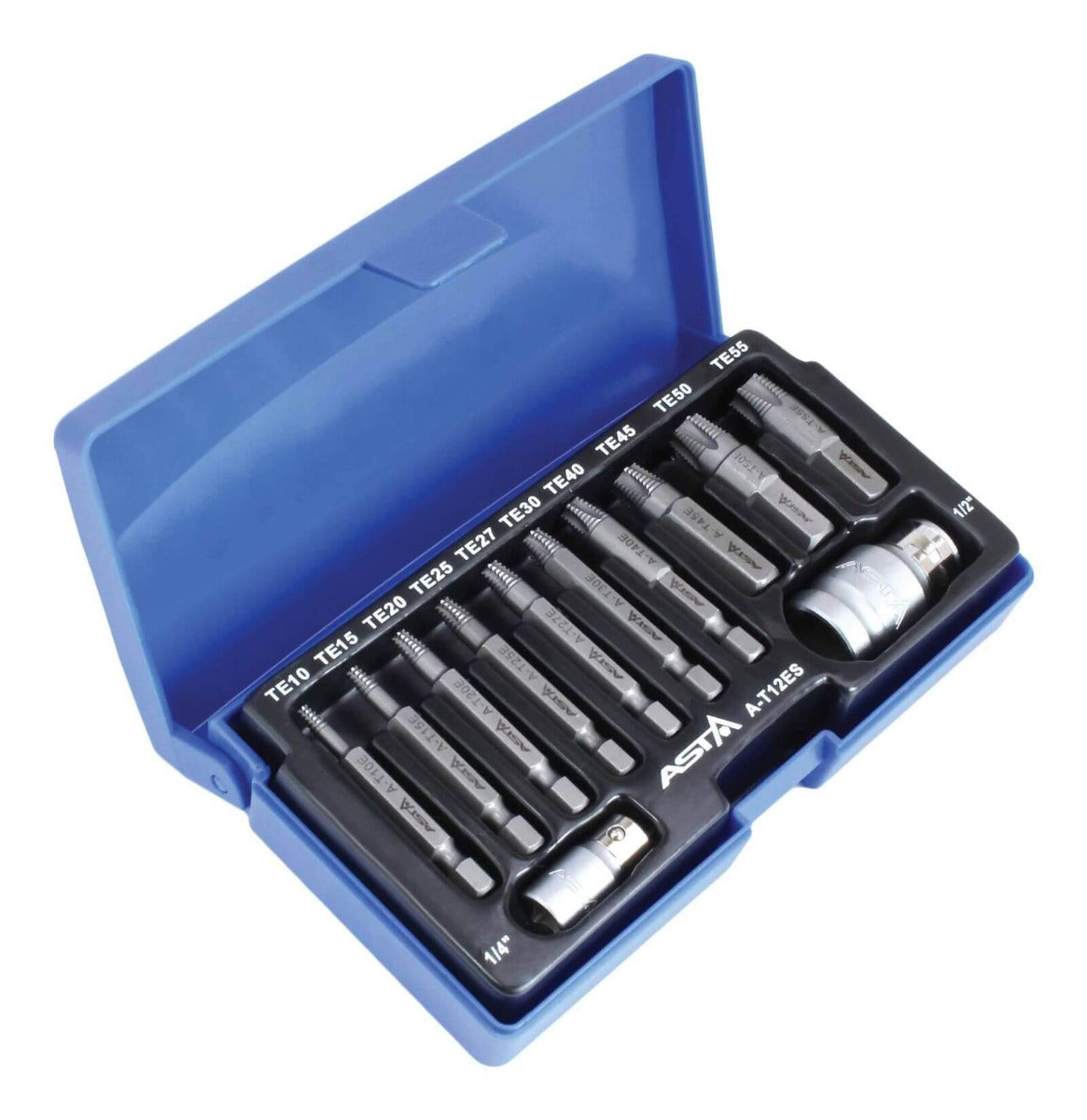 Set di 12 estrattori per viti usurate-rotte, testa Torx 1/4" 1/2", facile da estrarre