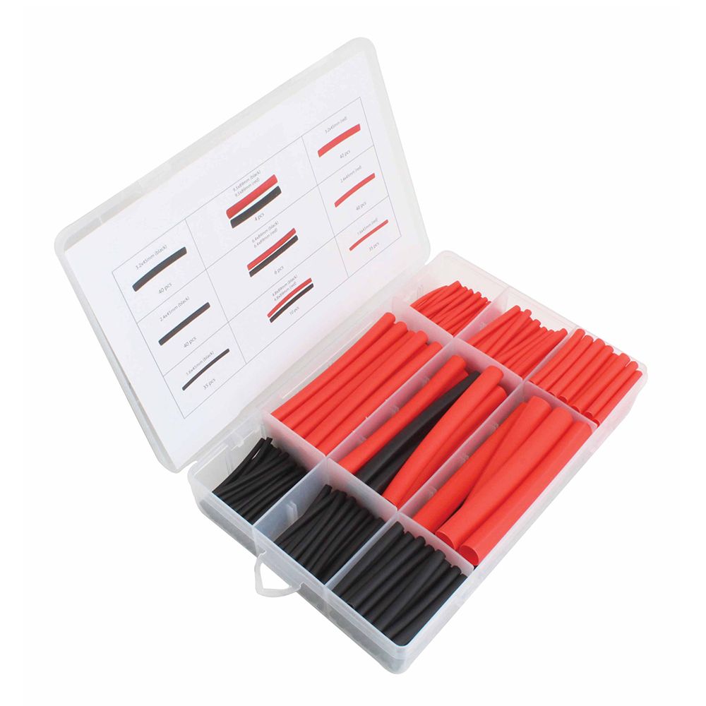 Set di guaina termorestringente, tubi termoretraibili, impermeabili, colore nero, rosso 1,6-9,5, per cavi di isolamento, kit di tubi termorestringenti, assortimento di manicotti per avvolgimento di cavi isolanti elettrici, 270 pezzi