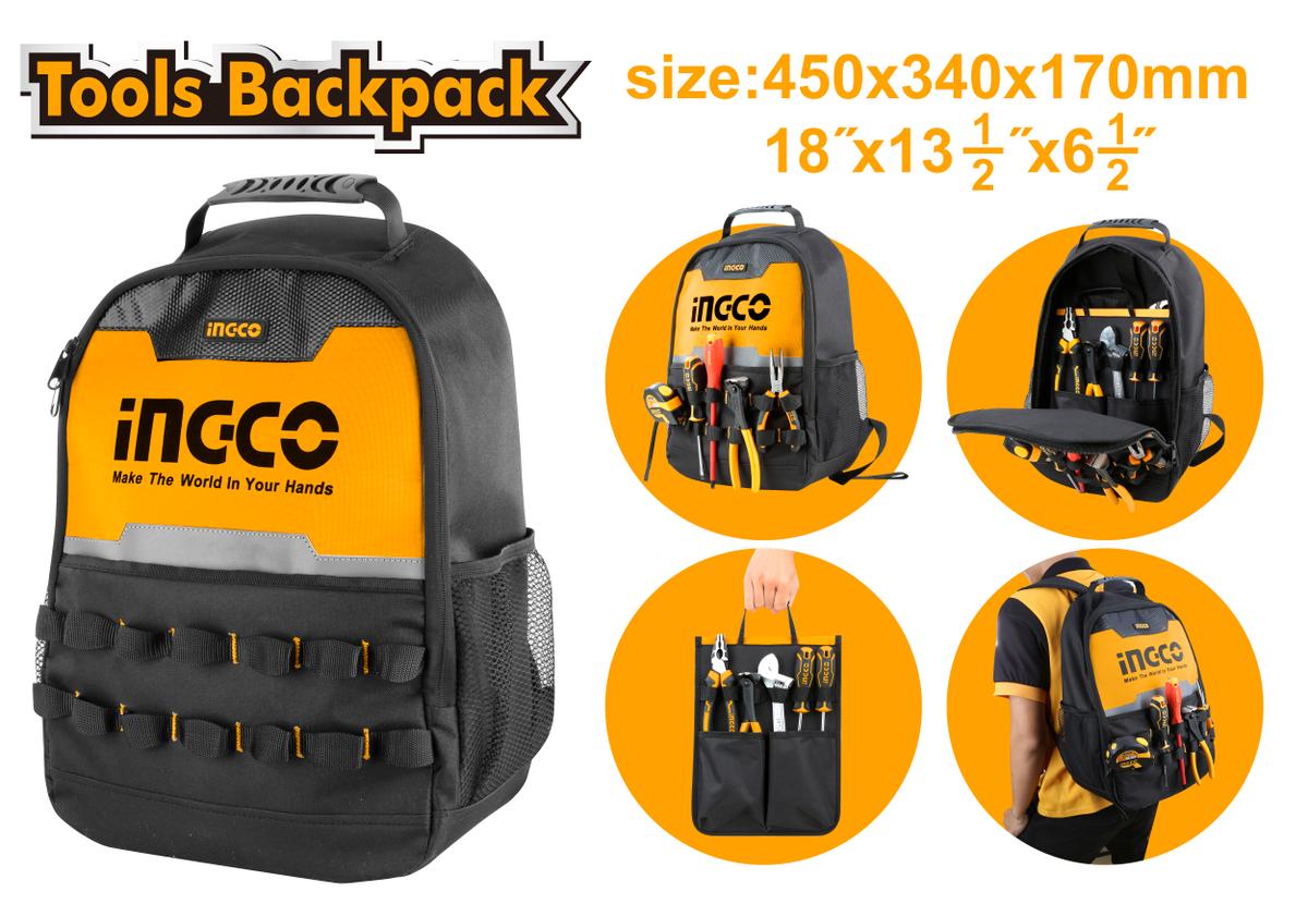 Zaino borsa porta attrezzi utensili elettroutensili portautensili vuoto, zaino portautensili 450 x 340 x 170 mm Ingco