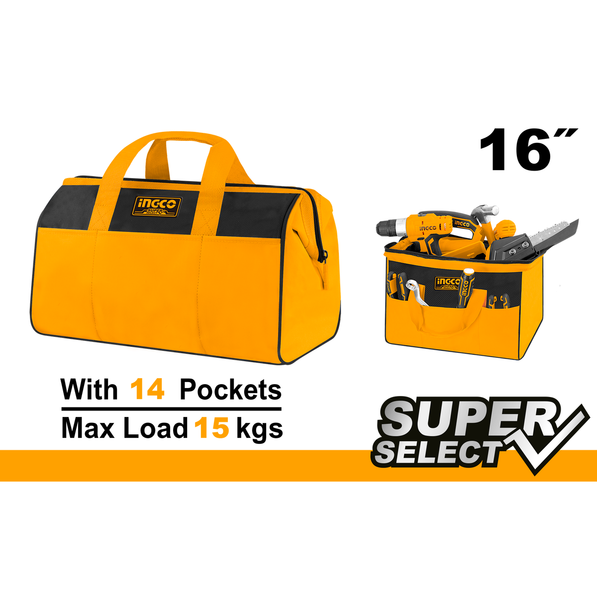 Borsa porta attrezzi, capacità 15 kg borsa portautensili Ingco