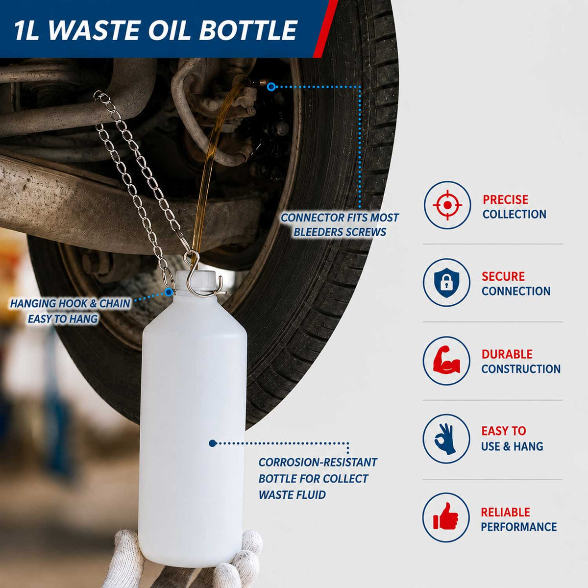 Spurgafreni e frizione, universale, per auto, qualità professionale, strumento per spurgo 3 litri Gebo Tools