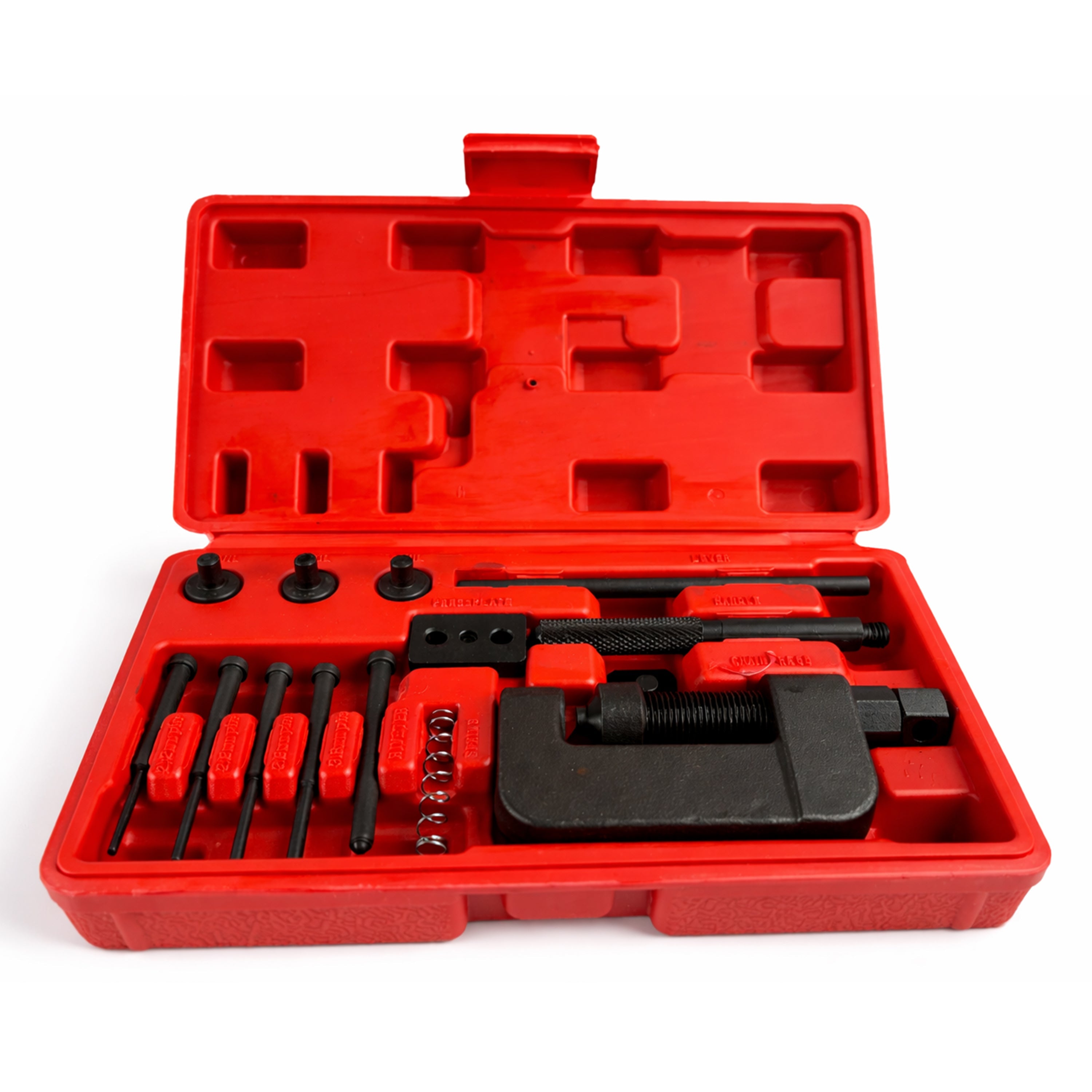Attrezzo smontaggio/rimontaggio catene, kit-set per catena motocicli, smagliacatena, con custodia per il trasporto, assortito, tagliacatena e rivettatrice, strumento di rimozione per moto, bici, ATV Gebo Tools