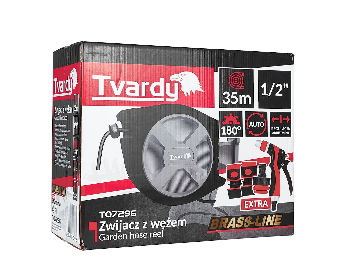 Avvolgitubo automatico retrattile 35m, diametro tubo 1/2", rullo per irrigazione da giardino, fissaggio a parete girevole 180°, per orto e pulizia domestica, Tvardy