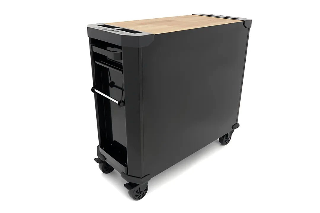 Carrello portautensili metallico professionale officina con 11 cassetti e ruote-mobile 109 cm con piano di lavoro in legno massiccio HBM Machines
