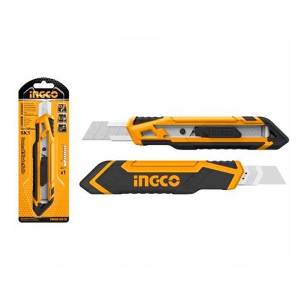 Taglierino-cutter retrattile con impugnatura in gomma, Ingco