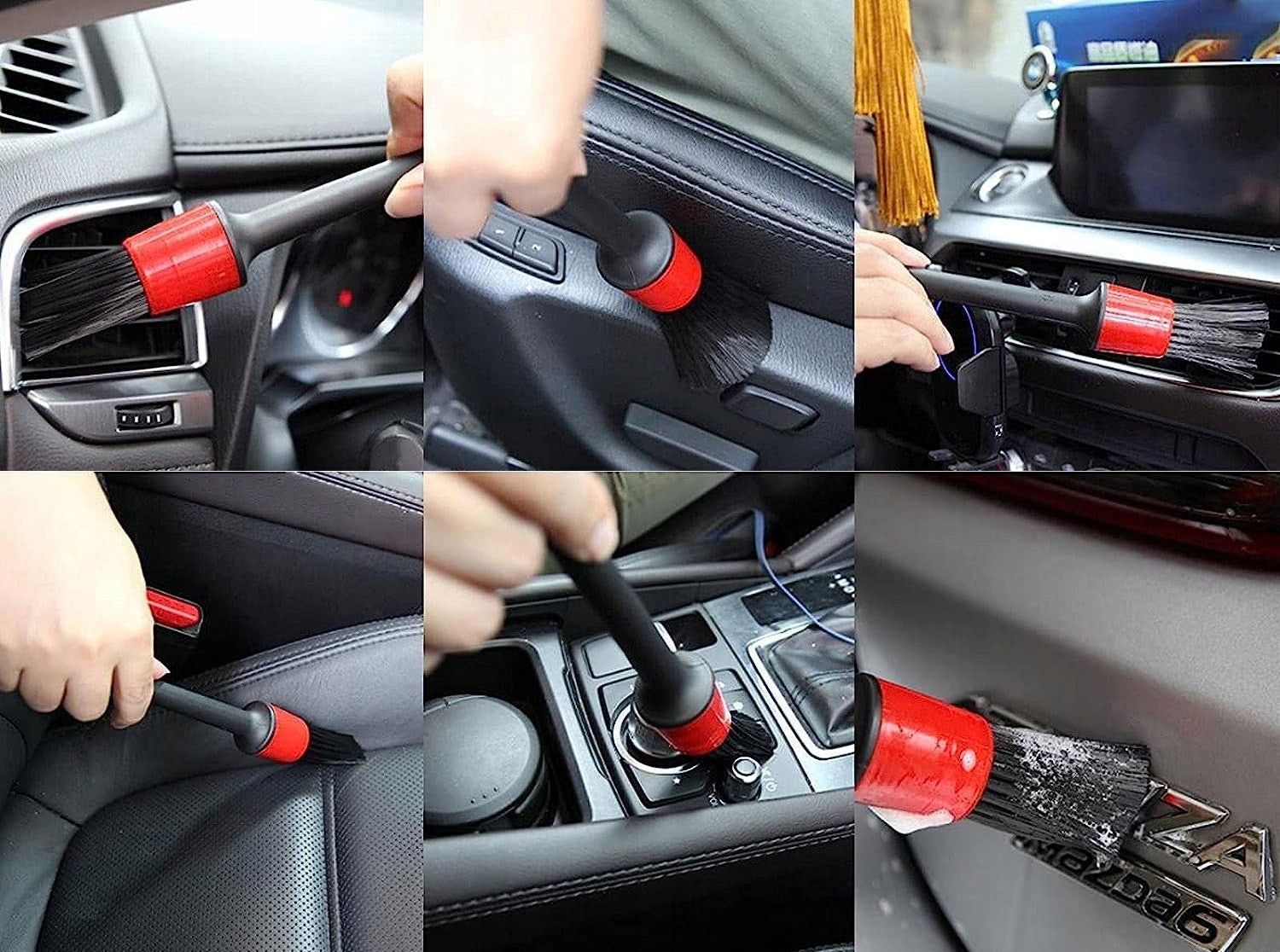 Spazzola di pulizia auto interno esterno, spazzola per dettagli, detailing brush set, pulizia delicata e facile - per cerchi, interni auto, motore, scarico, sedili, 15 pezzi