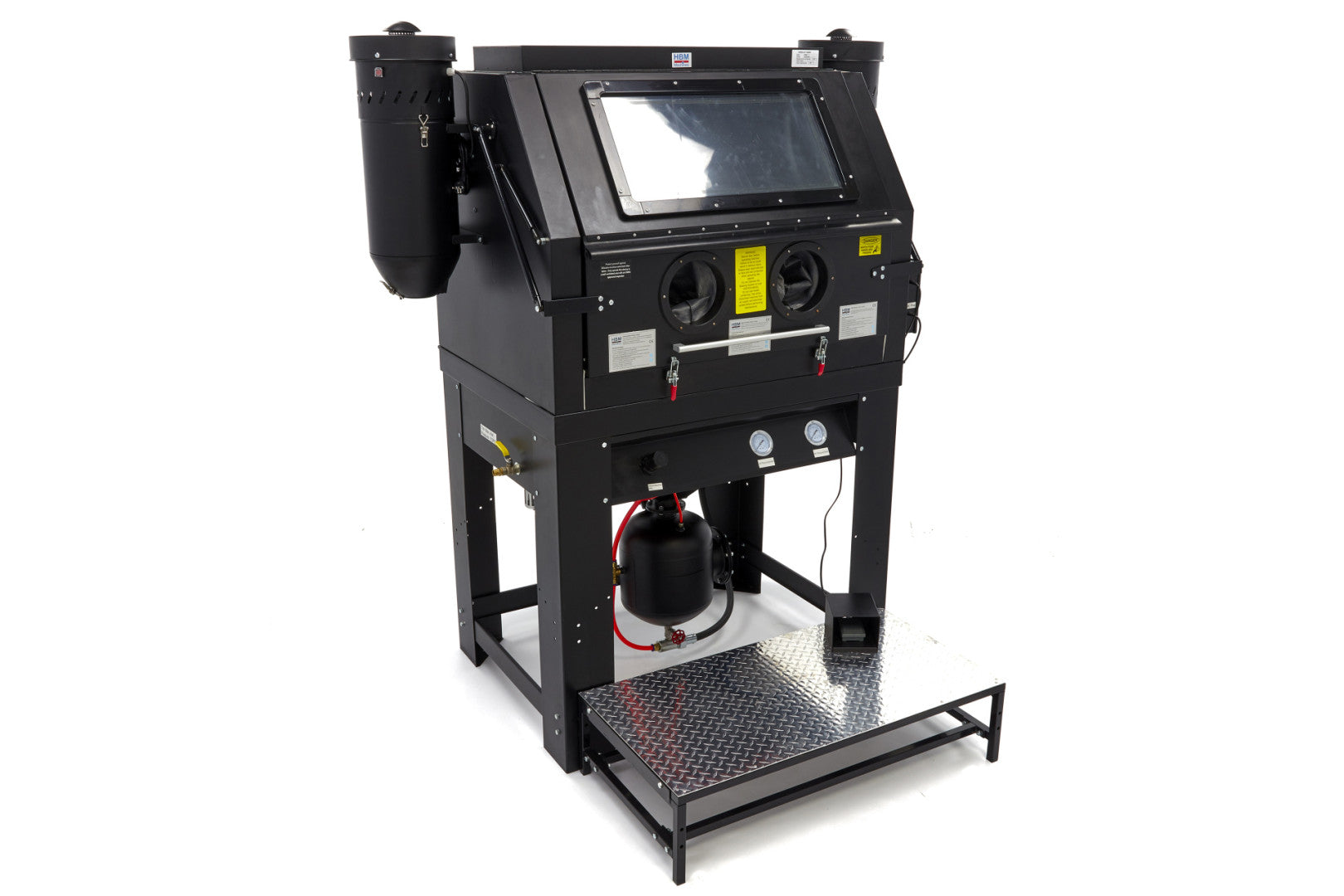 Cabina di sabbiatura/sabbiatrice a pressione professionale con doppio aspiratore, con 2 estrattori SBC 990 litri