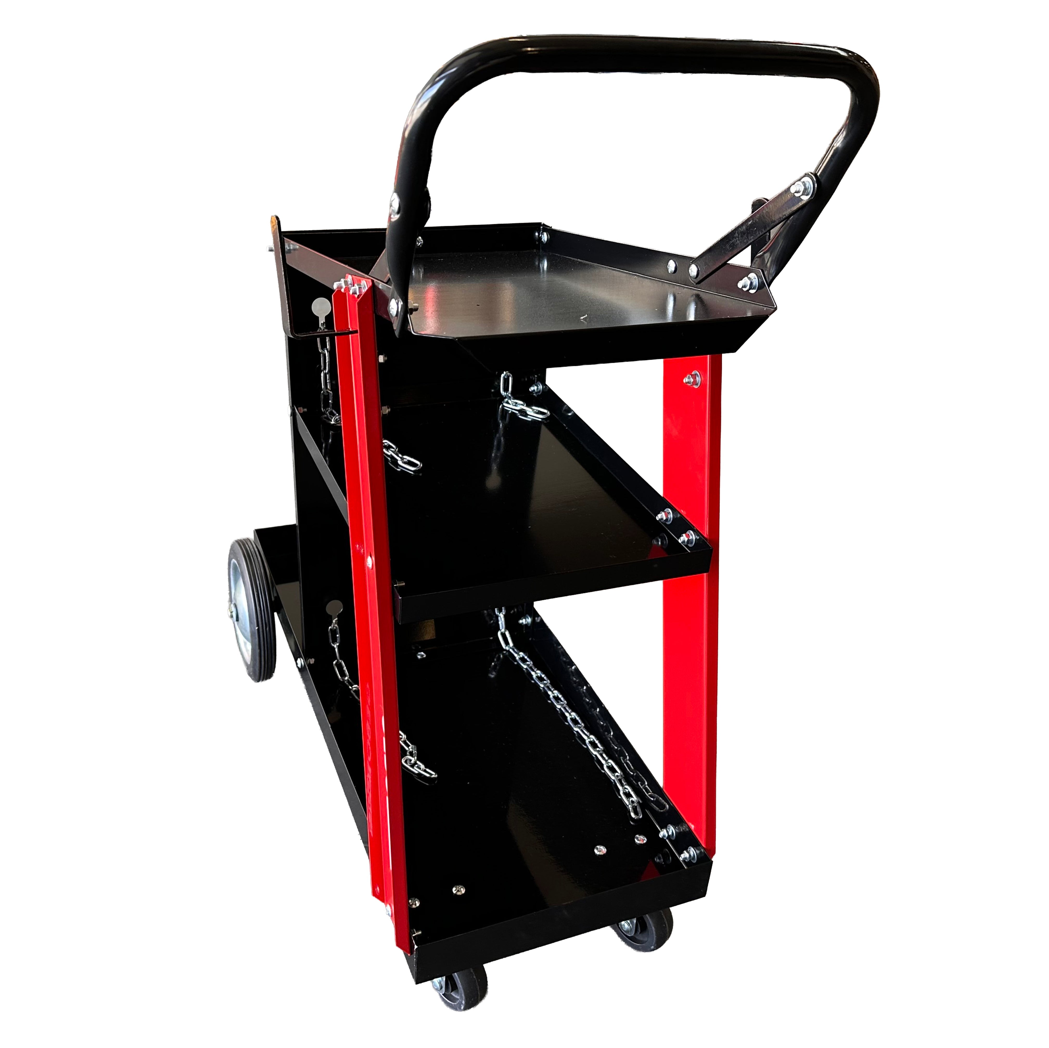 Carrello metallico per saldatura, a 3 ripiani, trasporto saldatrice con ruote, carico 45 kg, stazione mobile per attrezzatura per saldare, da officina,705 x 420 x 775 mm Gebo Tools