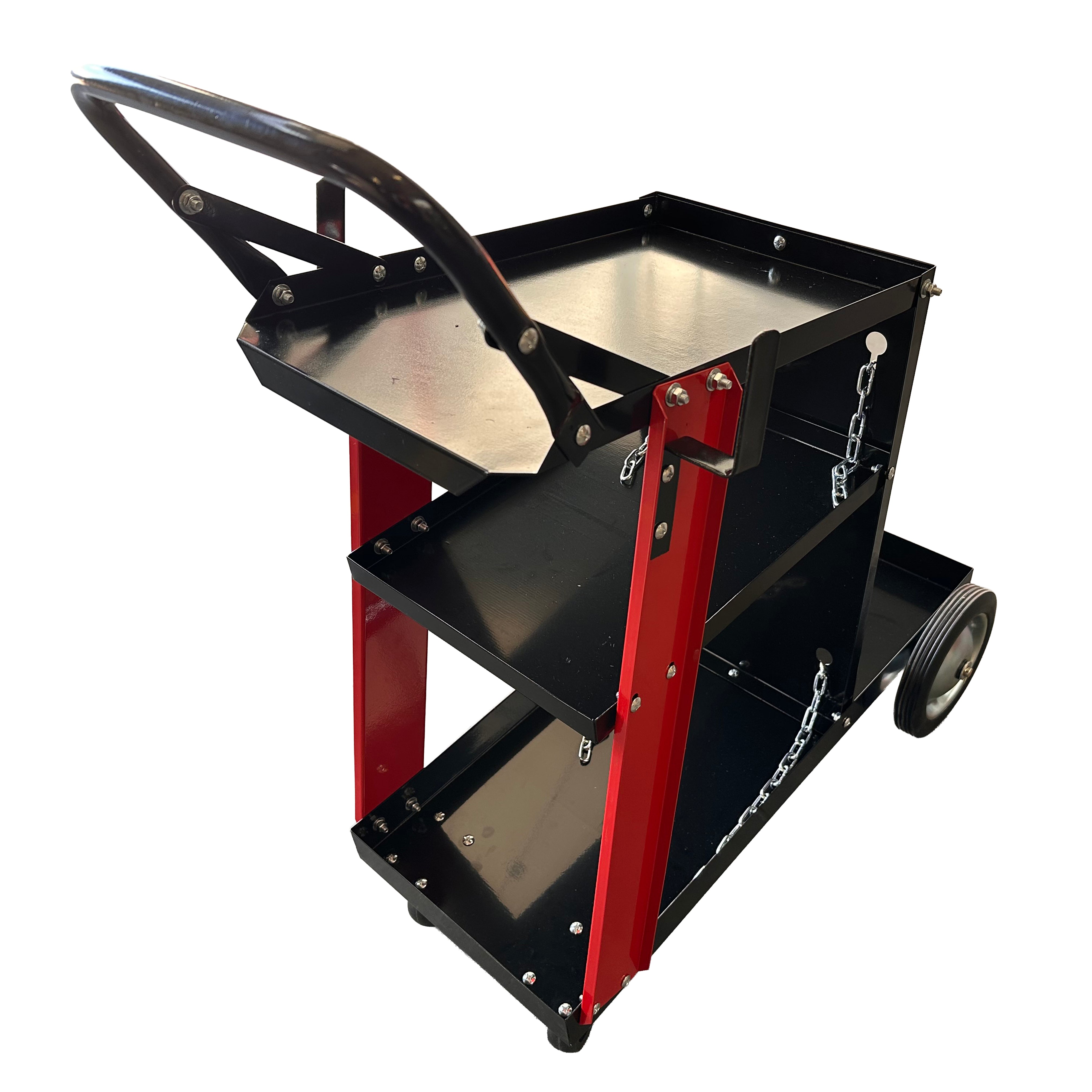 Carrello metallico per saldatura, a 3 ripiani, trasporto saldatrice con ruote, carico 45 kg, stazione mobile per attrezzatura per saldare, da officina,705 x 420 x 775 mm Gebo Tools