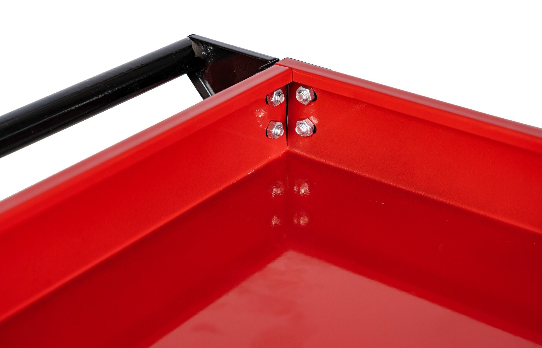 Carrello portautensili officina a 3 ripiani in acciaio, portata 140 kg, con maniglia, porta cacciaviti e ruote – rosso/nero, carrelli, Invento