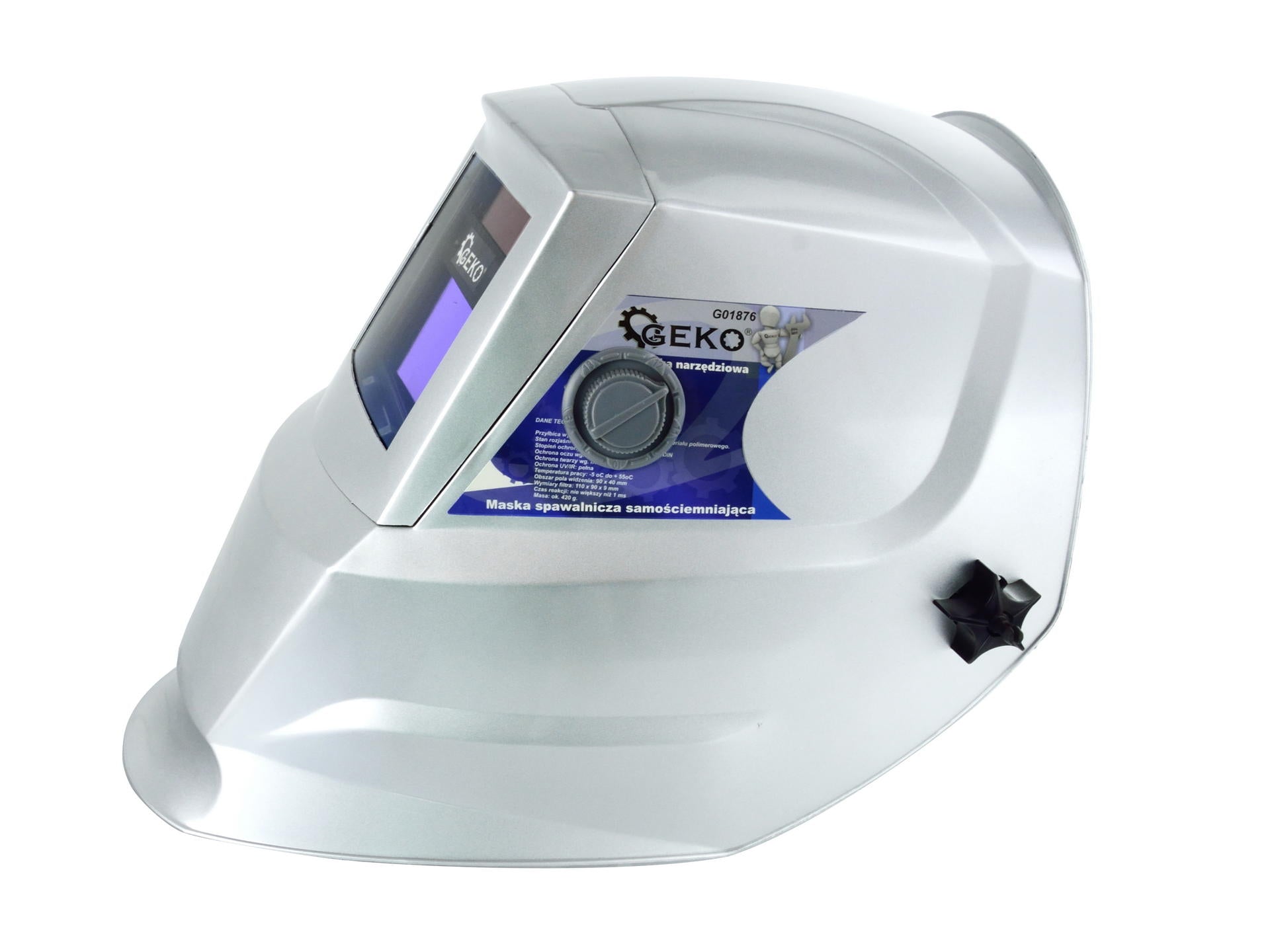 Casco-maschera per saldatura con oscuramento solare automatico Profi-Grey, Geko