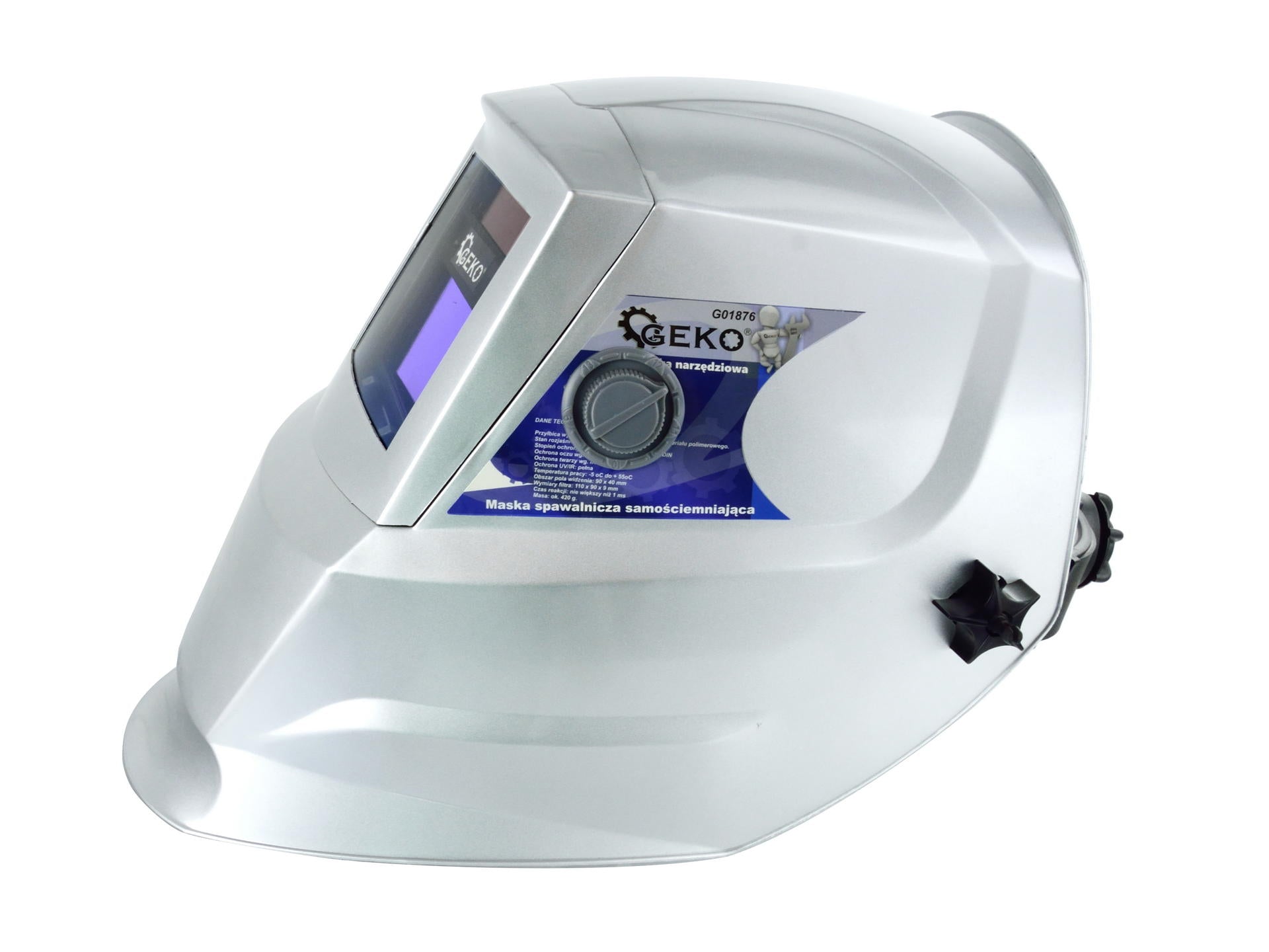 Casco-maschera per saldatura con oscuramento solare automatico Profi-Grey, Geko