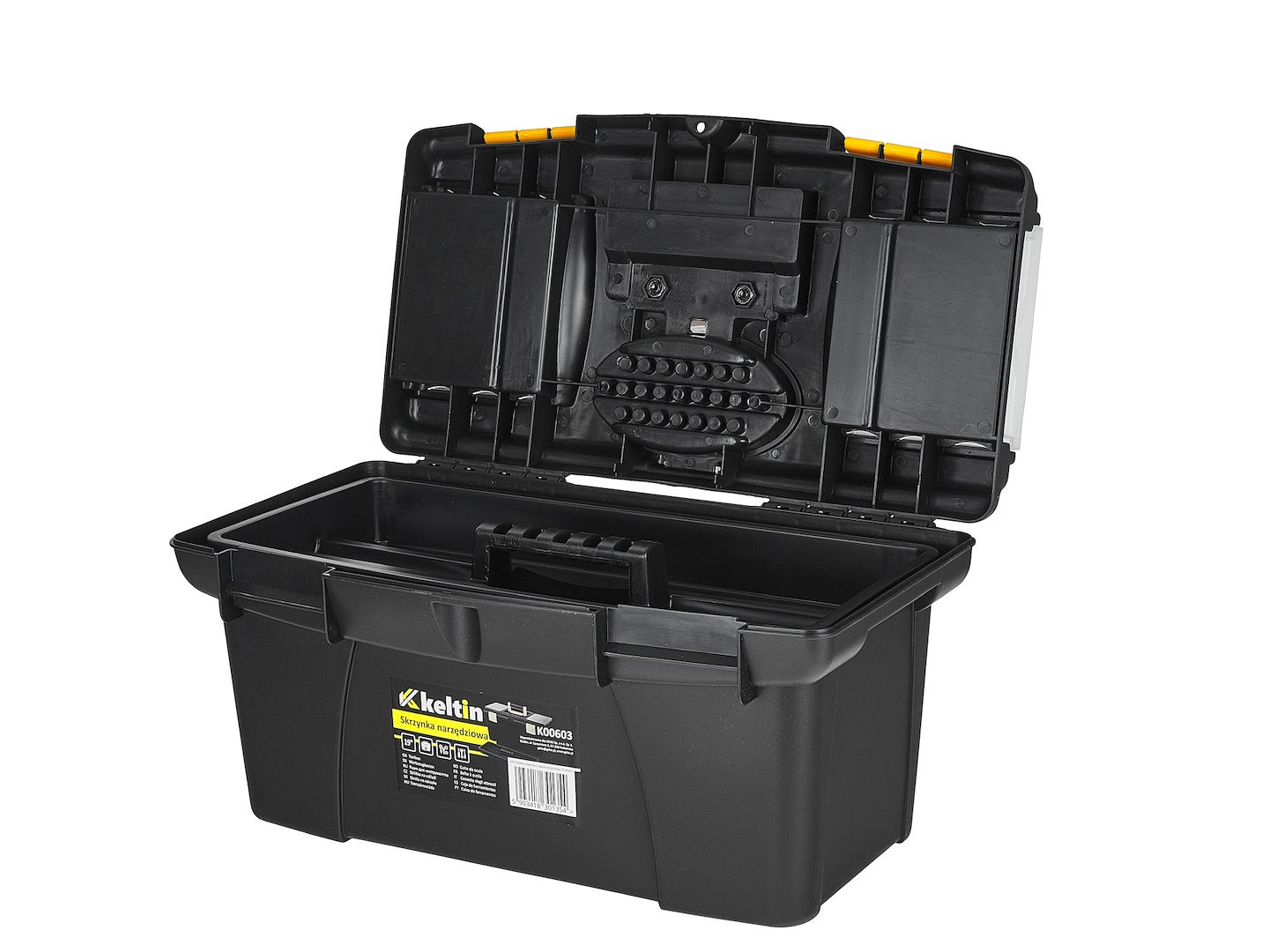 Cassetta porta utensili, nero/giallo, 19", 49 x 27.5 x 24 cm Keltin