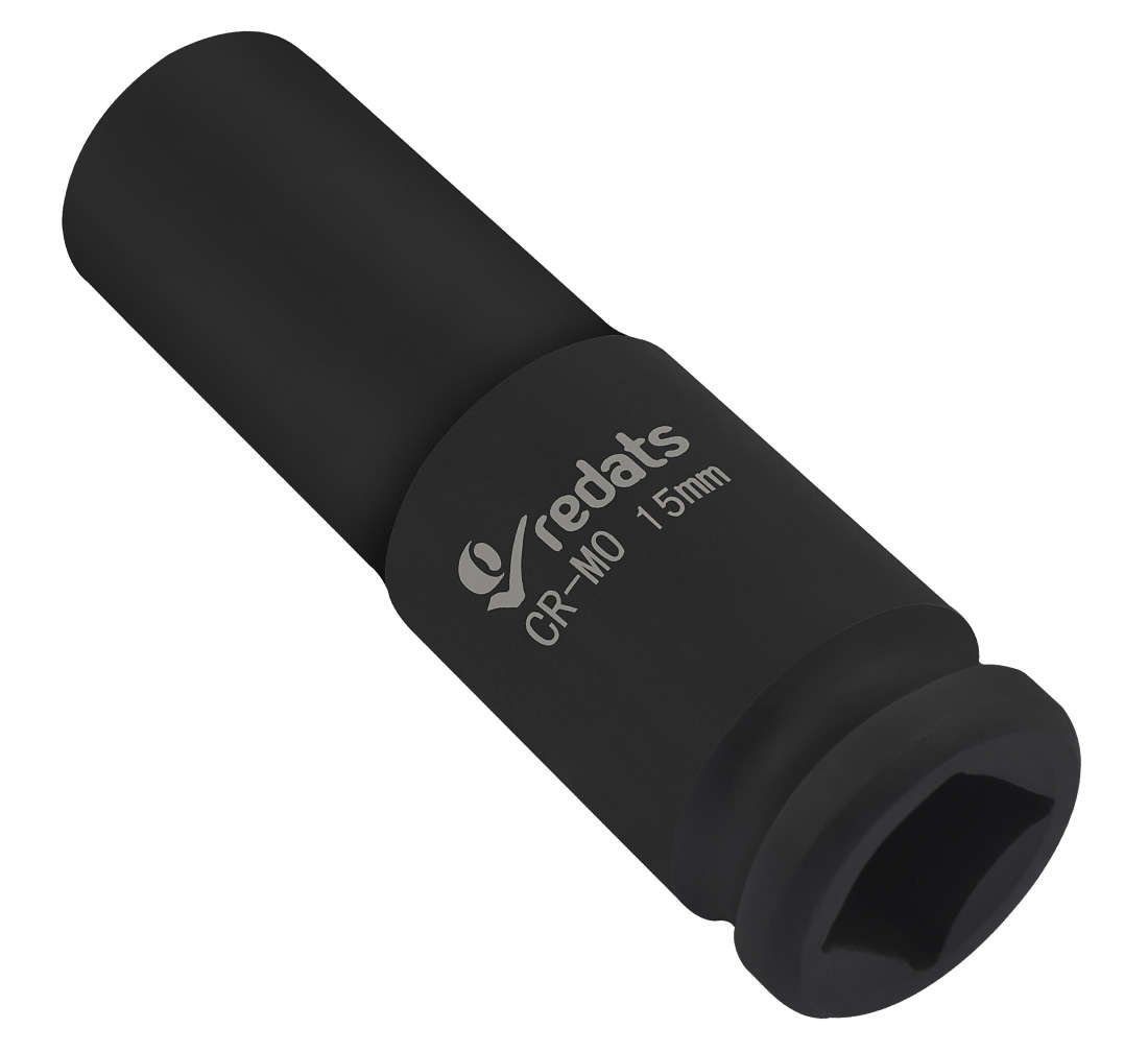Chiave a bussola lunga ad impatto-a percussione 15 mm con attacco da 1/2" pollici, Cr-mo, lunghezza 78 mm