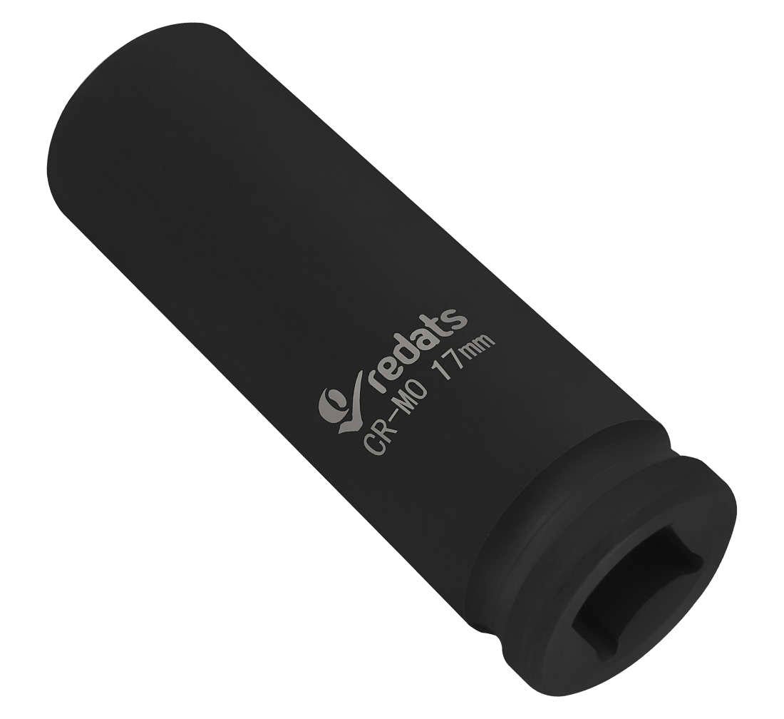 Chiave a bussola lunga ad impatto-a percussione 17 mm con attacco da 1/2" pollici, Cr-mo, lunghezza 78 mm