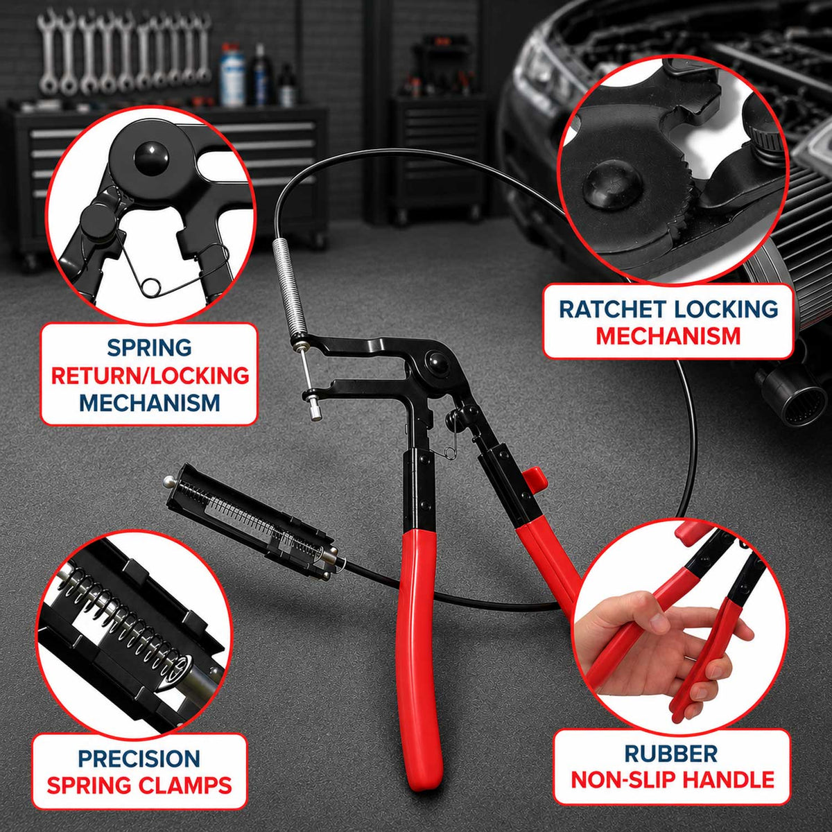 Pinza con cavo per fascette autostringenti, per manicotti auto moto modello 3 Gebo Tools