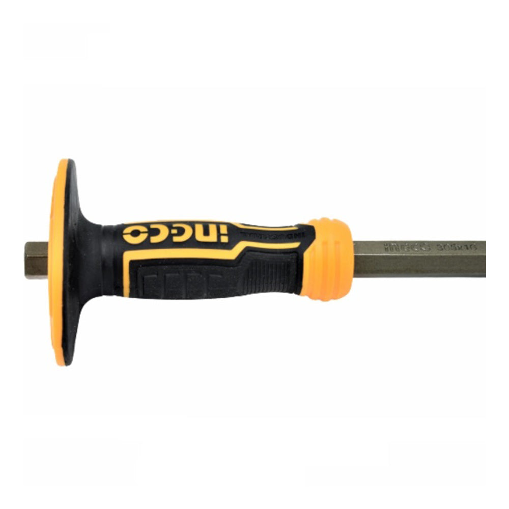 Scalpello da muratore piatto con paracolpo 305mm, per materiali duri mattoni calcestruzzo pietre, impugnatura antiscivolo, Ingco
