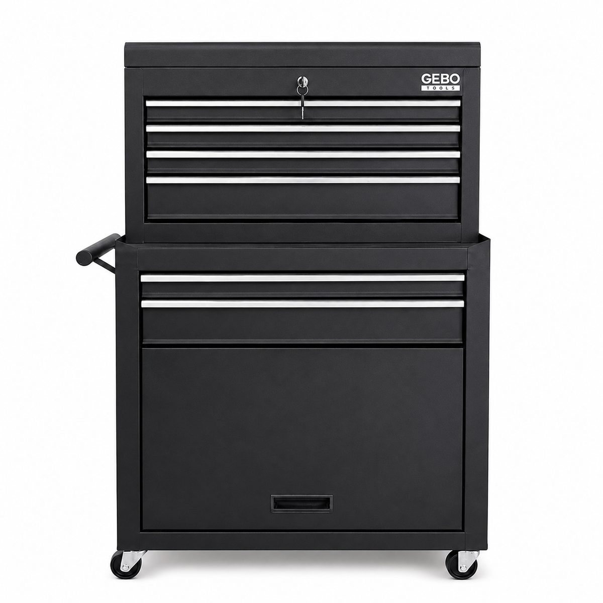 Armadio metallico senza attrezzi a 2 pezzi,con 6 cassetti a ripiano rimovibile ,carrello portautensili , cassetta portattrezzi mobile,nero, Gebo Tools
