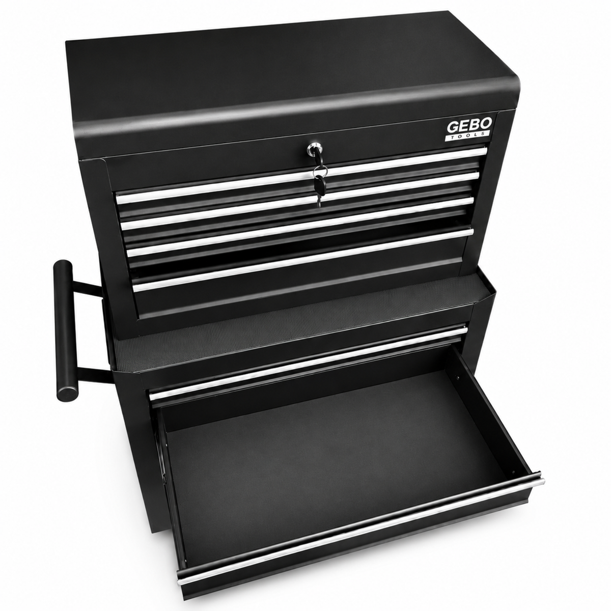 Armadio metallico senza attrezzi a 2 pezzi,con 6 cassetti a ripiano rimovibile ,carrello portautensili , cassetta portattrezzi mobile,nero, Gebo Tools