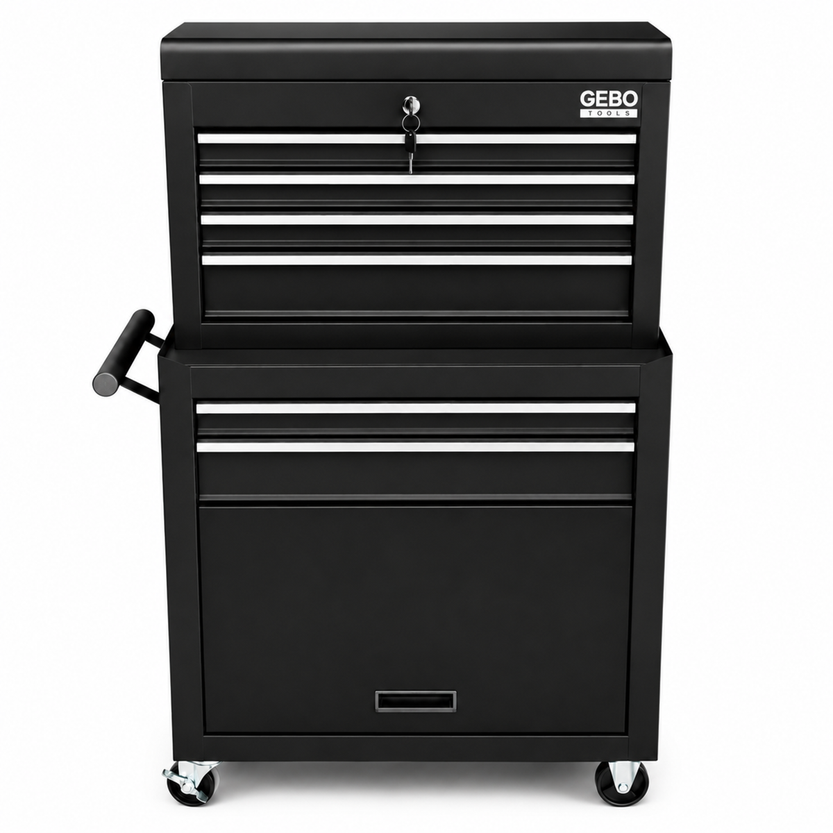 Armadio metallico senza attrezzi a 2 pezzi,con 6 cassetti a ripiano rimovibile ,carrello portautensili , cassetta portattrezzi mobile,nero, Gebo Tools