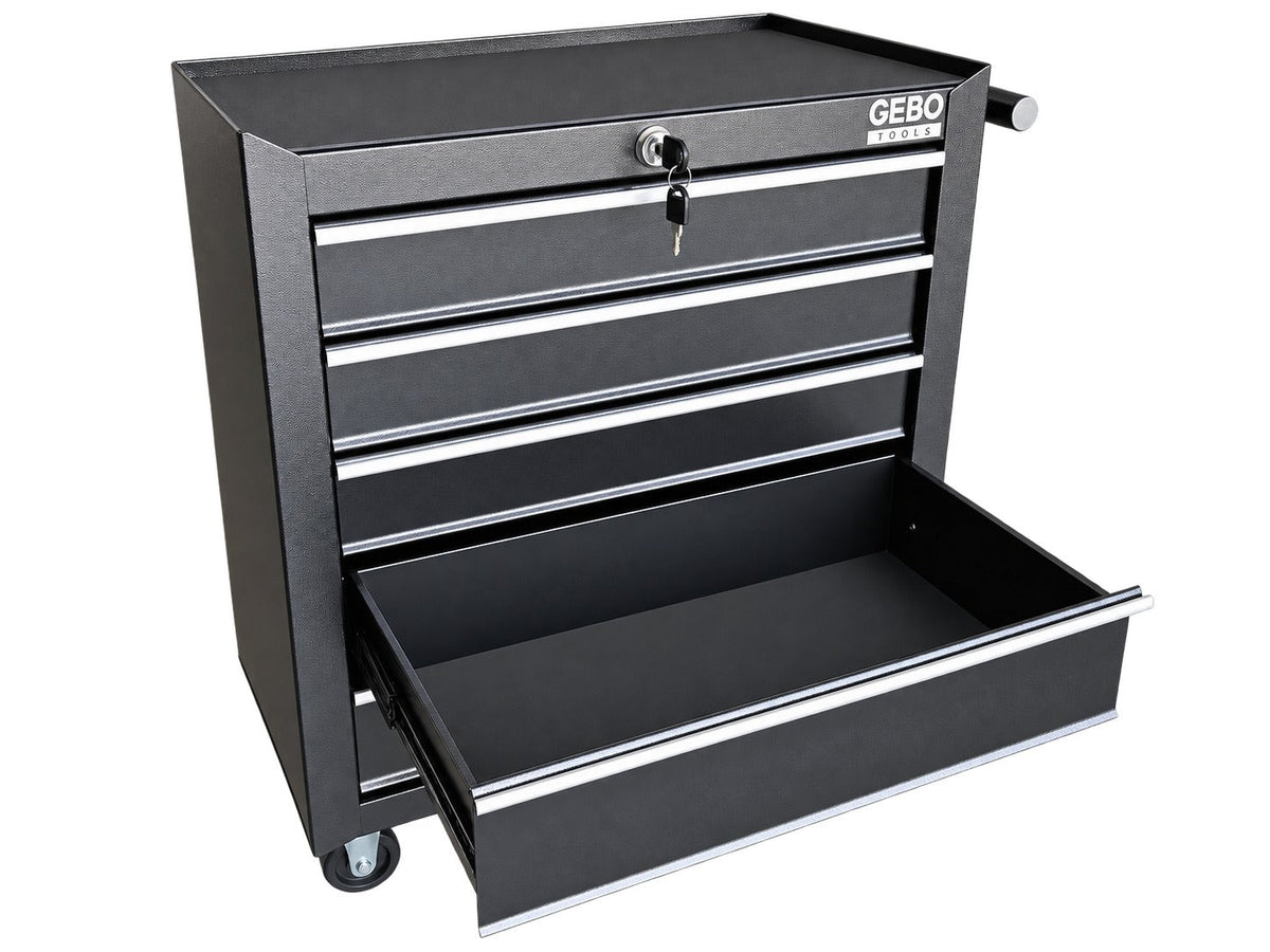 Armadio metallico senza attrezzi con 5 cassetti , carrello portautensili, cassetta portattrezzi mobile,nero, Gebo Tools
