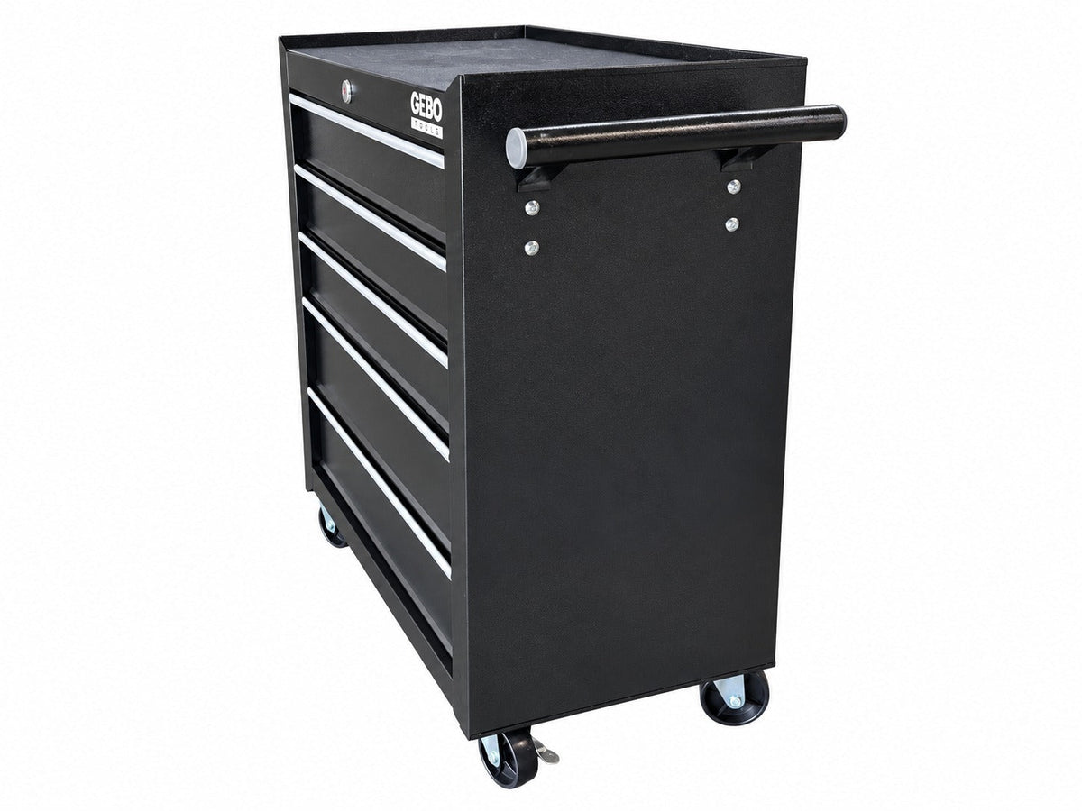 Armadio metallico senza attrezzi con 5 cassetti , carrello portautensili, cassetta portattrezzi mobile,nero, Gebo Tools