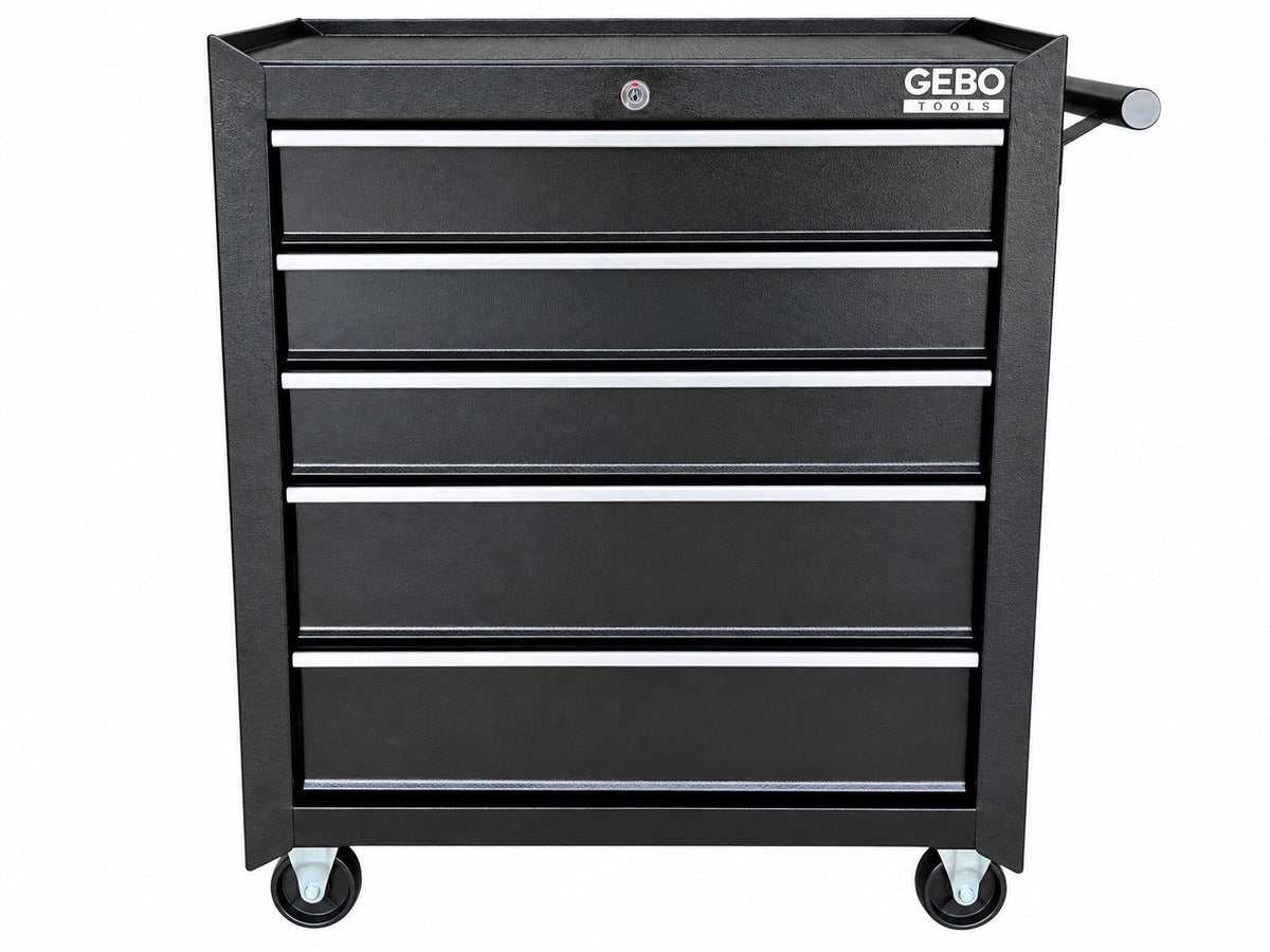 Armadio metallico senza attrezzi con 5 cassetti , carrello portautensili, cassetta portattrezzi mobile,nero, Gebo Tools