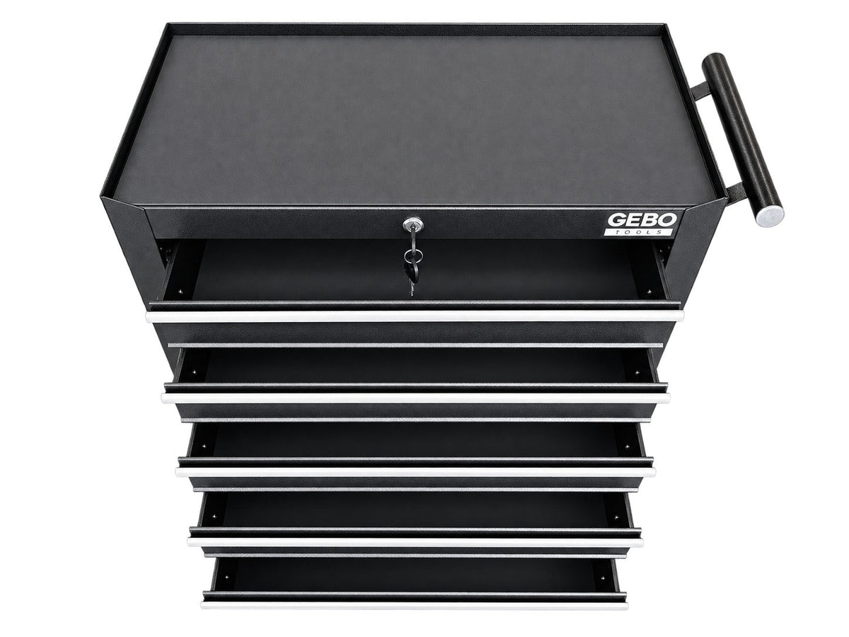 Armadio metallico senza attrezzi con 5 cassetti , carrello portautensili, cassetta portattrezzi mobile,nero, Gebo Tools